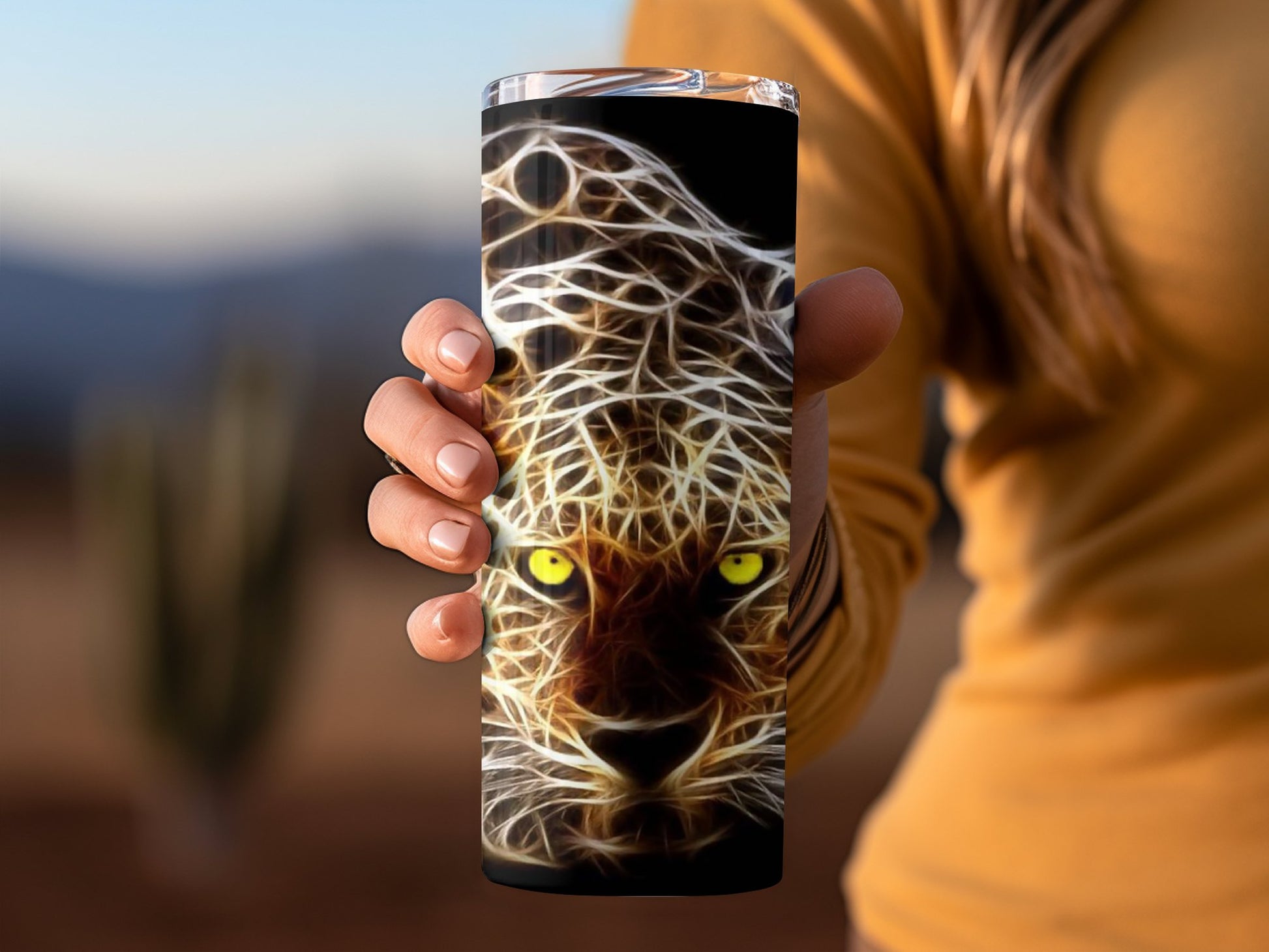 Mesmerizing Neon Lion Face Stainless Steel Tumbler product type