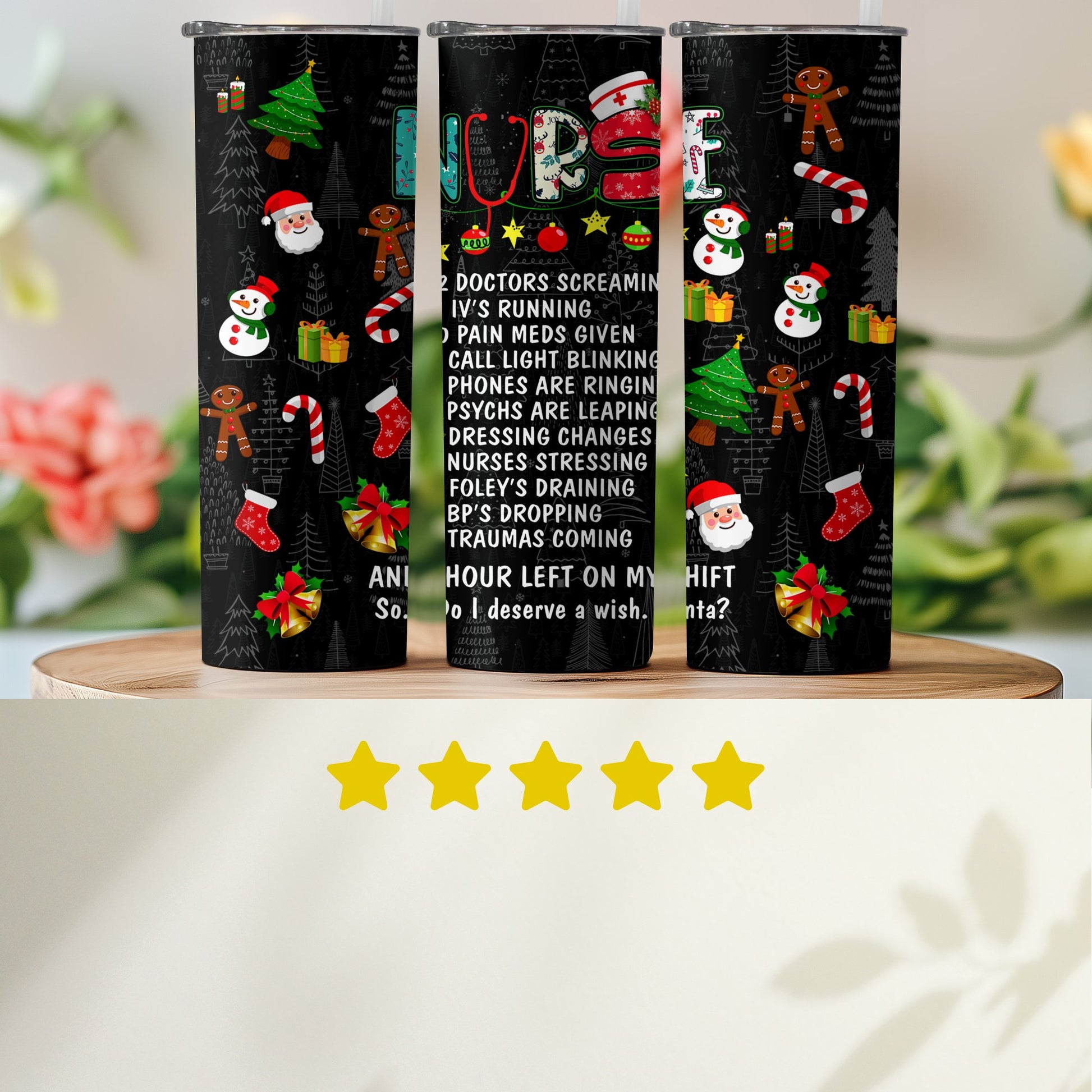 Festive Nurse Holiday Edition Custom Tumbler product