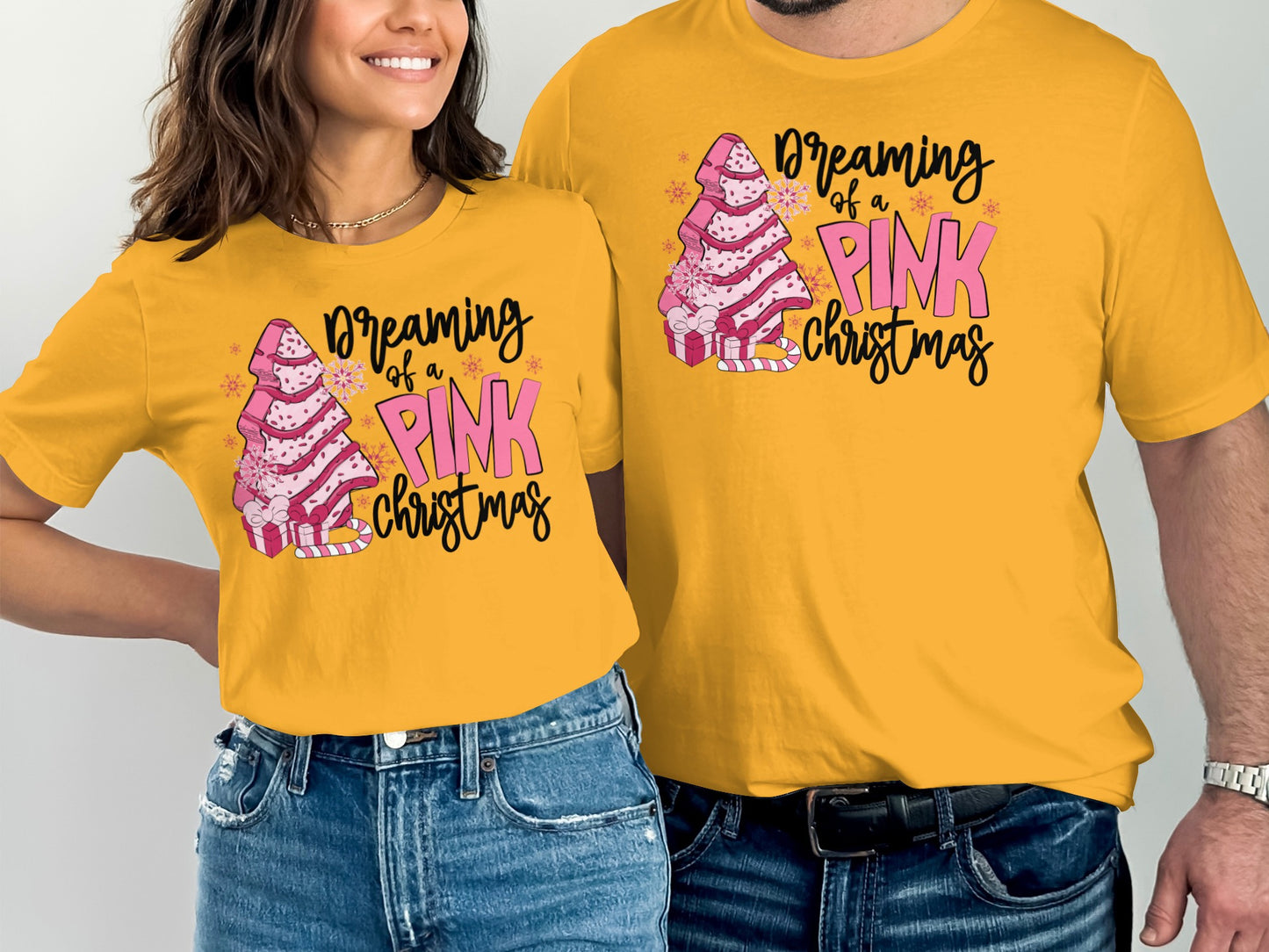 Dreaming of a Pink Christmas graphic shirt