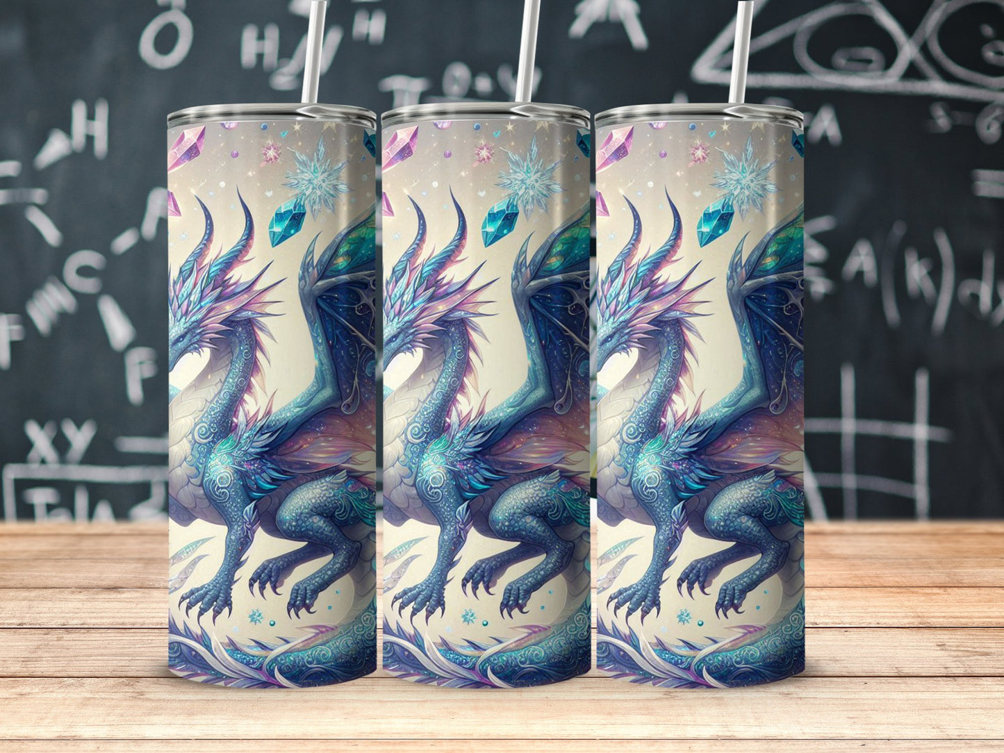 Fantasy Ice Dragon Design Tumbler for Unique Drinkware product type