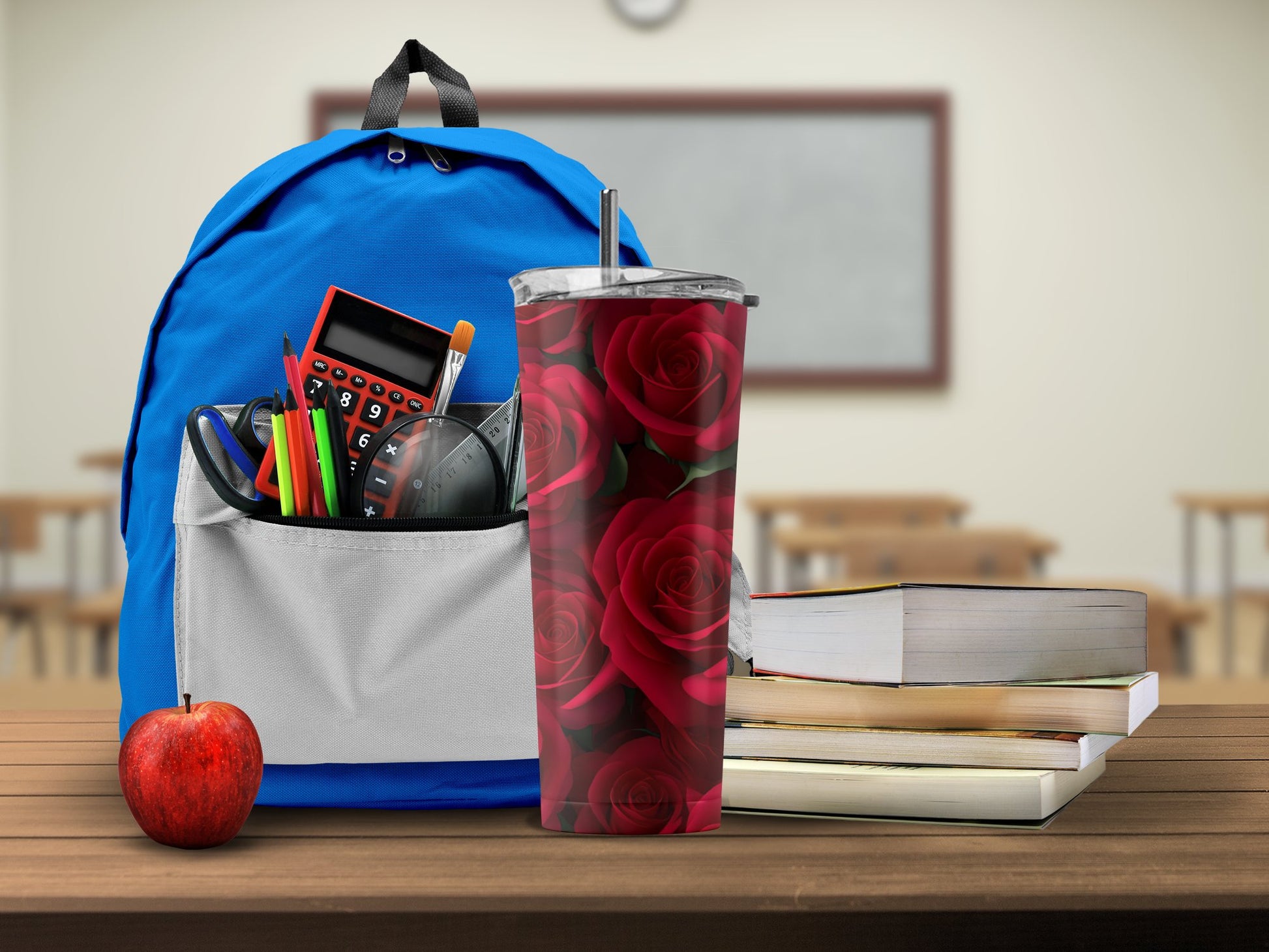 Red Rose Pattern Tumbler for Student Use Product