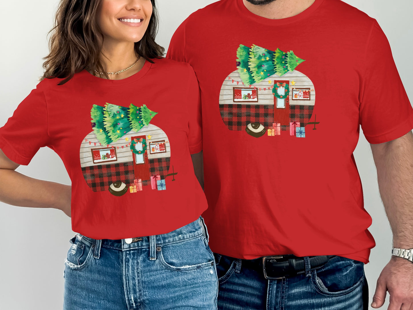 Matching Christmas Camper Scene Graphic Shirt
