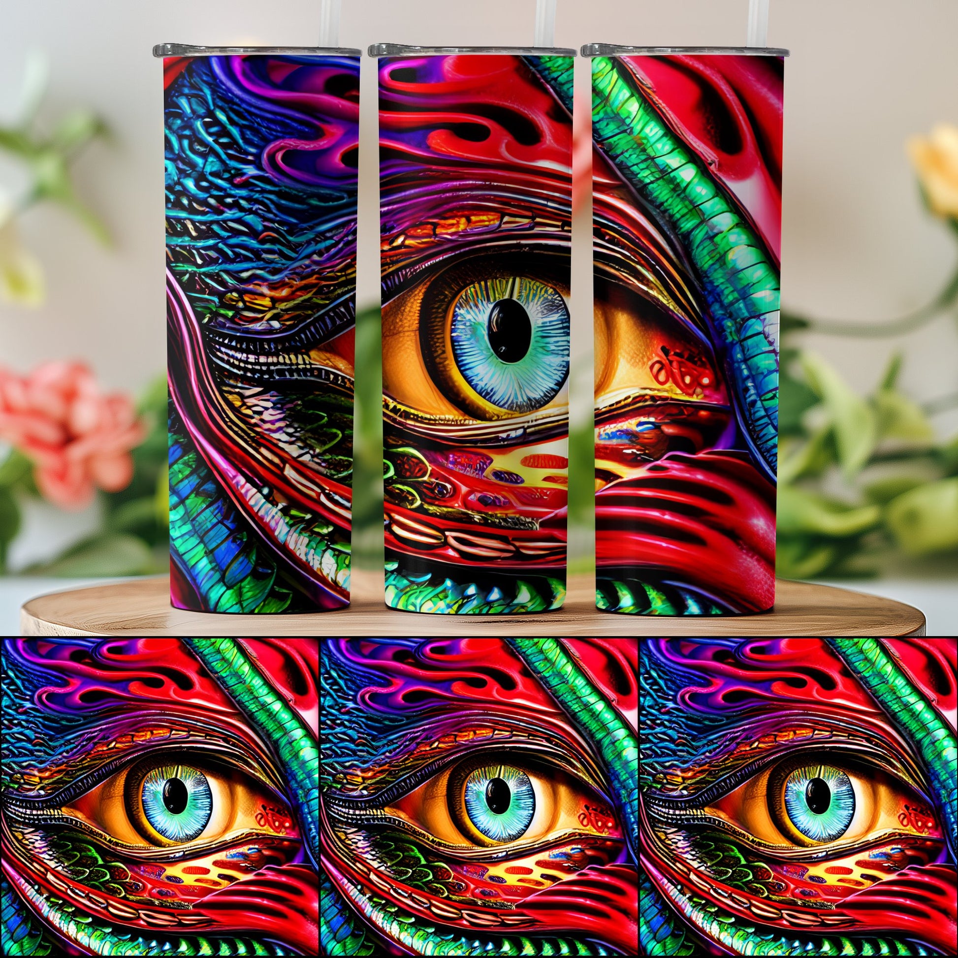 Colorful Surreal Eye Design on Tumbler product