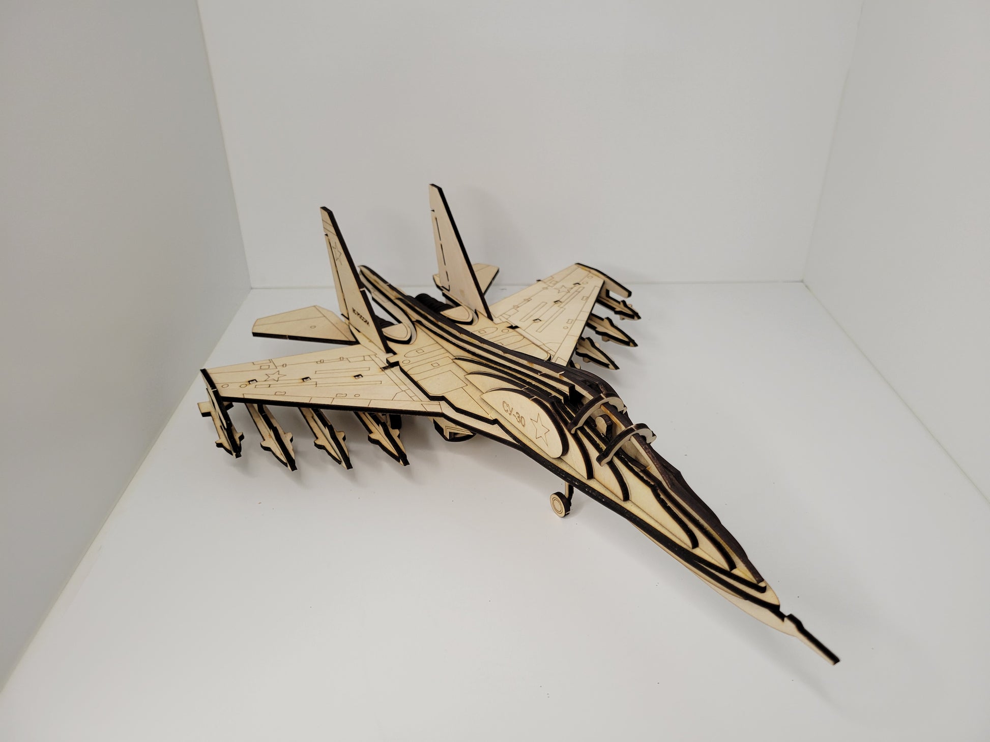 Detailed Wooden Model Airplane Puzzle Toy Kit