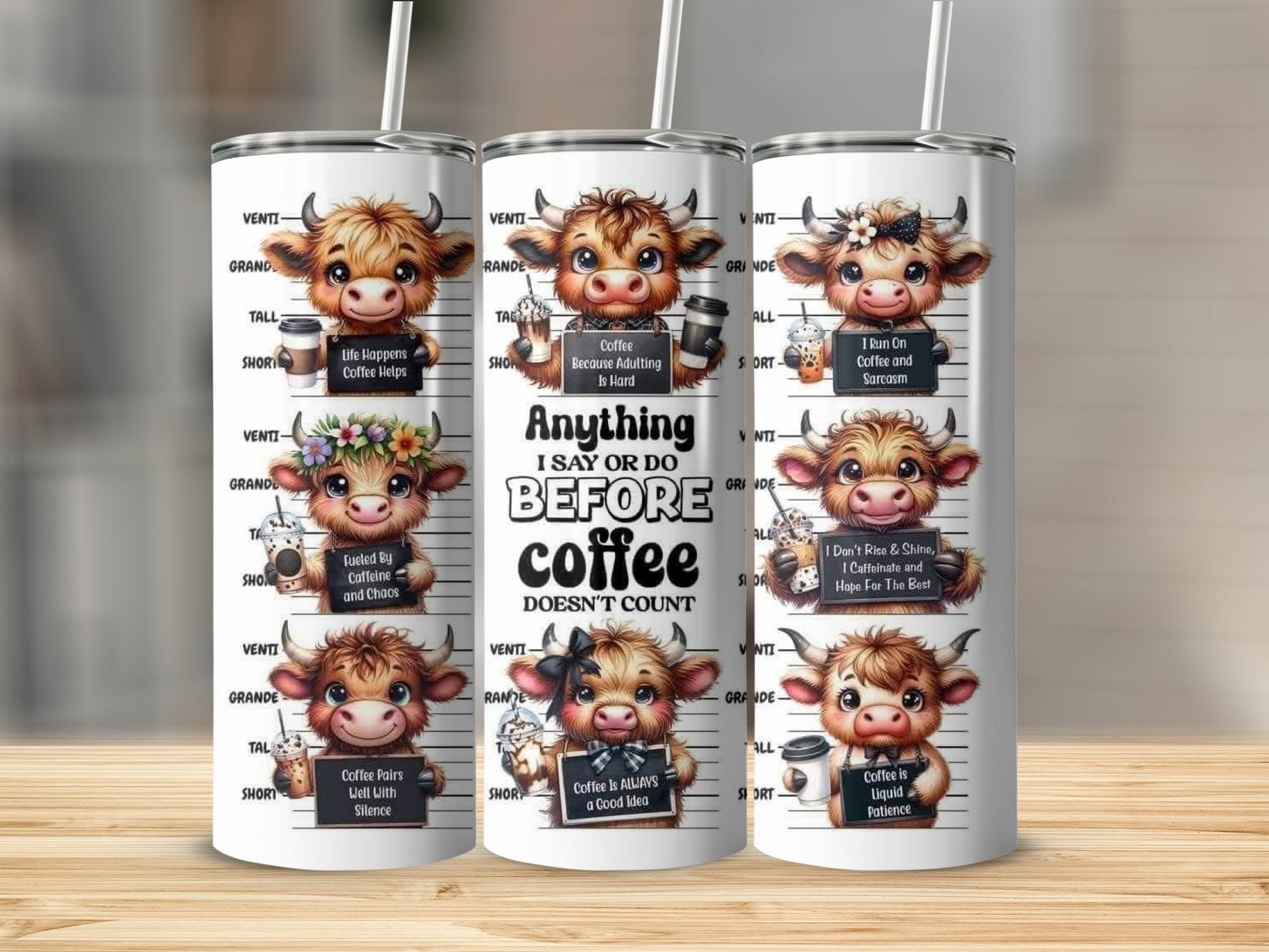 Adorable Cow Themed before coffee tumbler product
