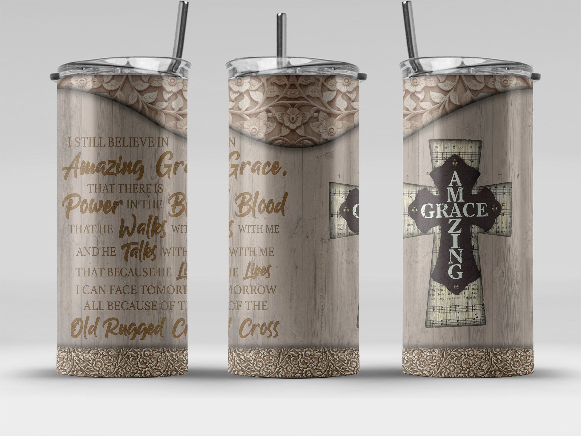 Amazing Grace Insulated Cross Tumbler product