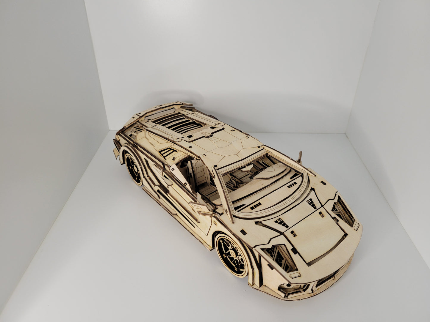 Intricate Wooden Sports Car Model Kit for Enthusiasts