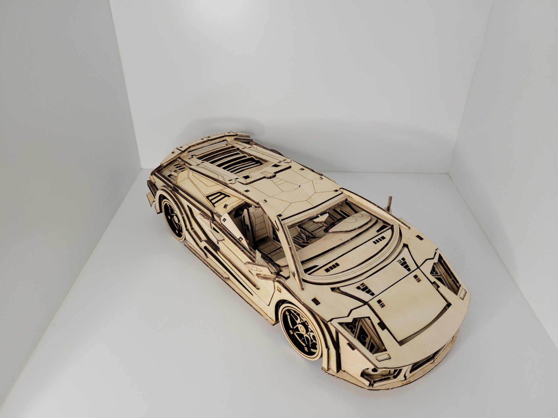 Intricate Wooden Sports Car Model Kit for Enthusiasts