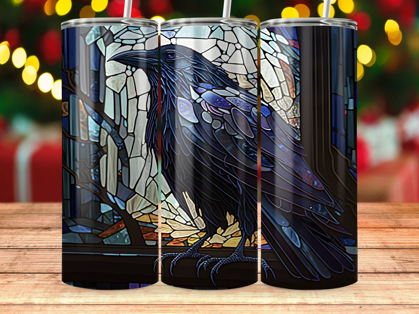 Intricate Stained Glass Raven Tumbler Drinkware product