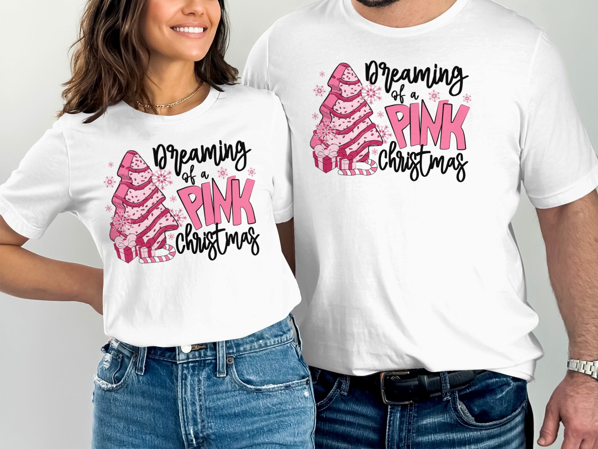 Dreaming of a Pink Christmas T Shirt Festive Wear