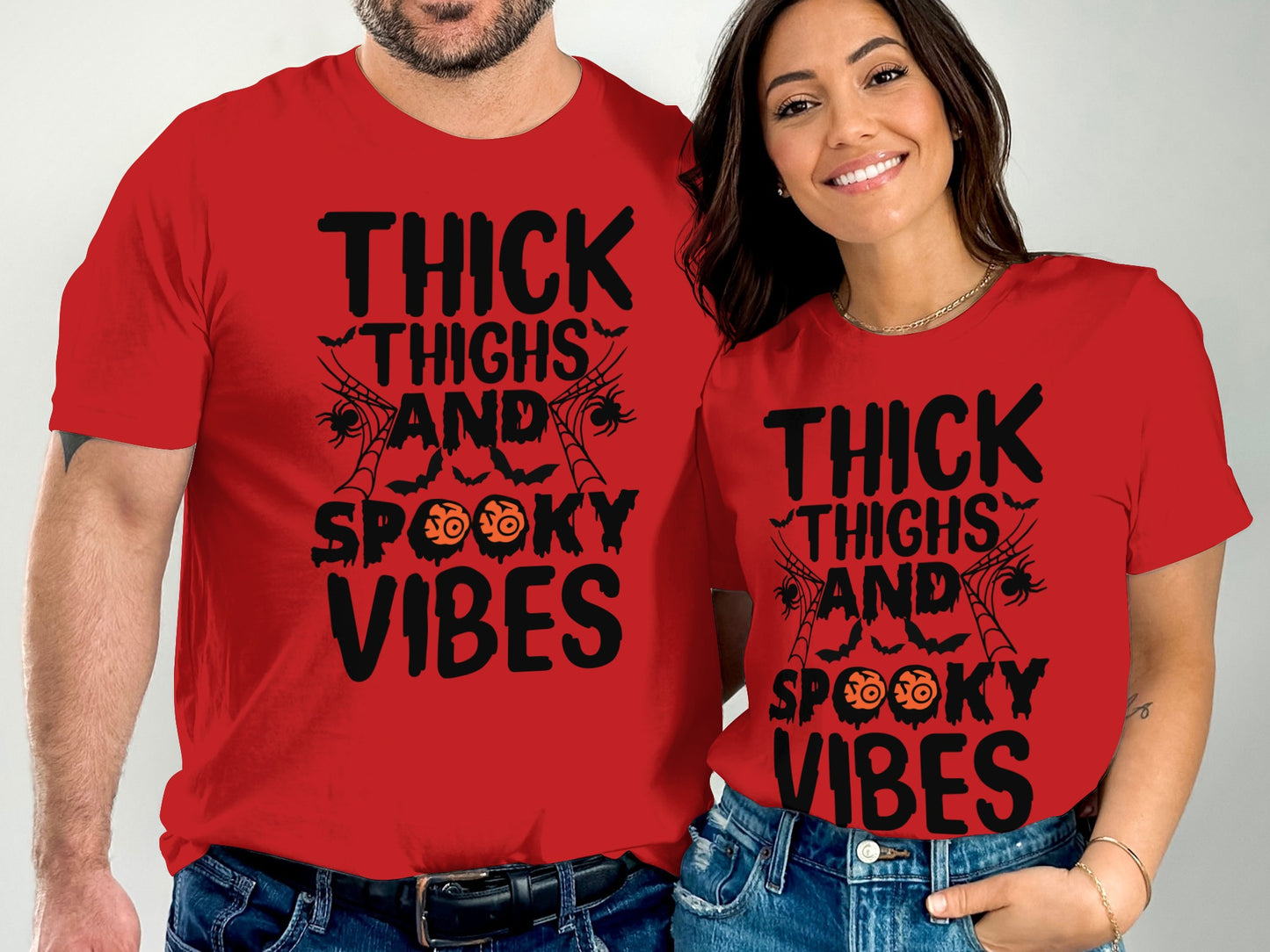 Thick Thighs and Spooky Vibes Red Graphic T-shirt product