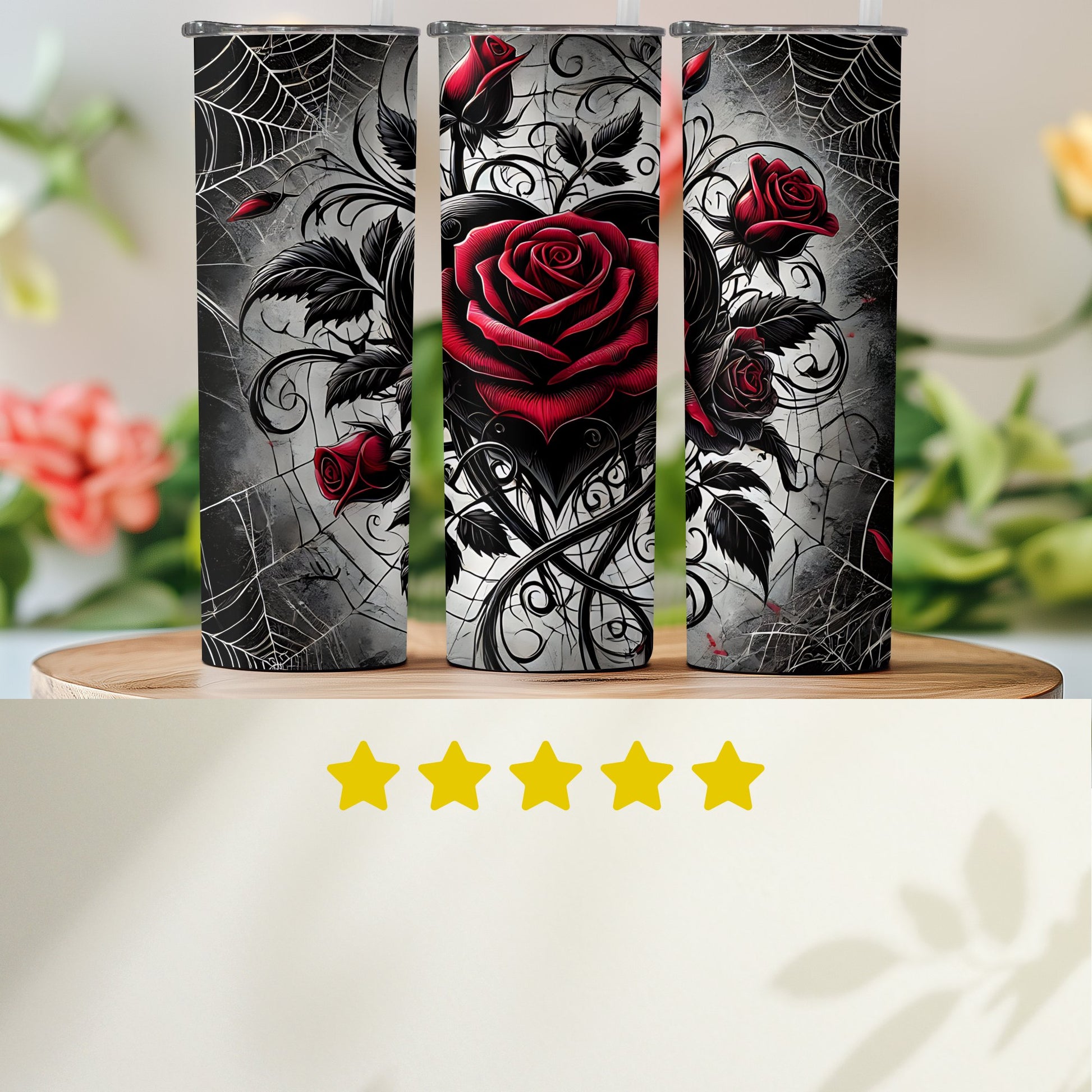 Gothic Roses and Spiderwebs Tumbler product type