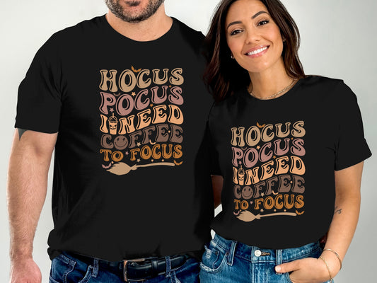 Hocus Pocus I Need Coffee To Focus Printed Shirt product