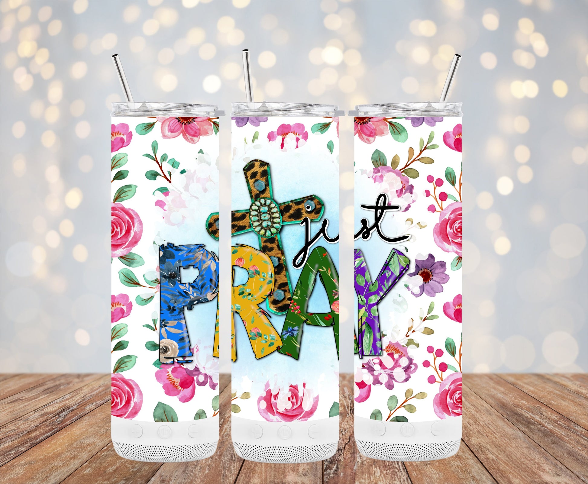 Just Pray Floral Art Slim Insulated Tumbler product