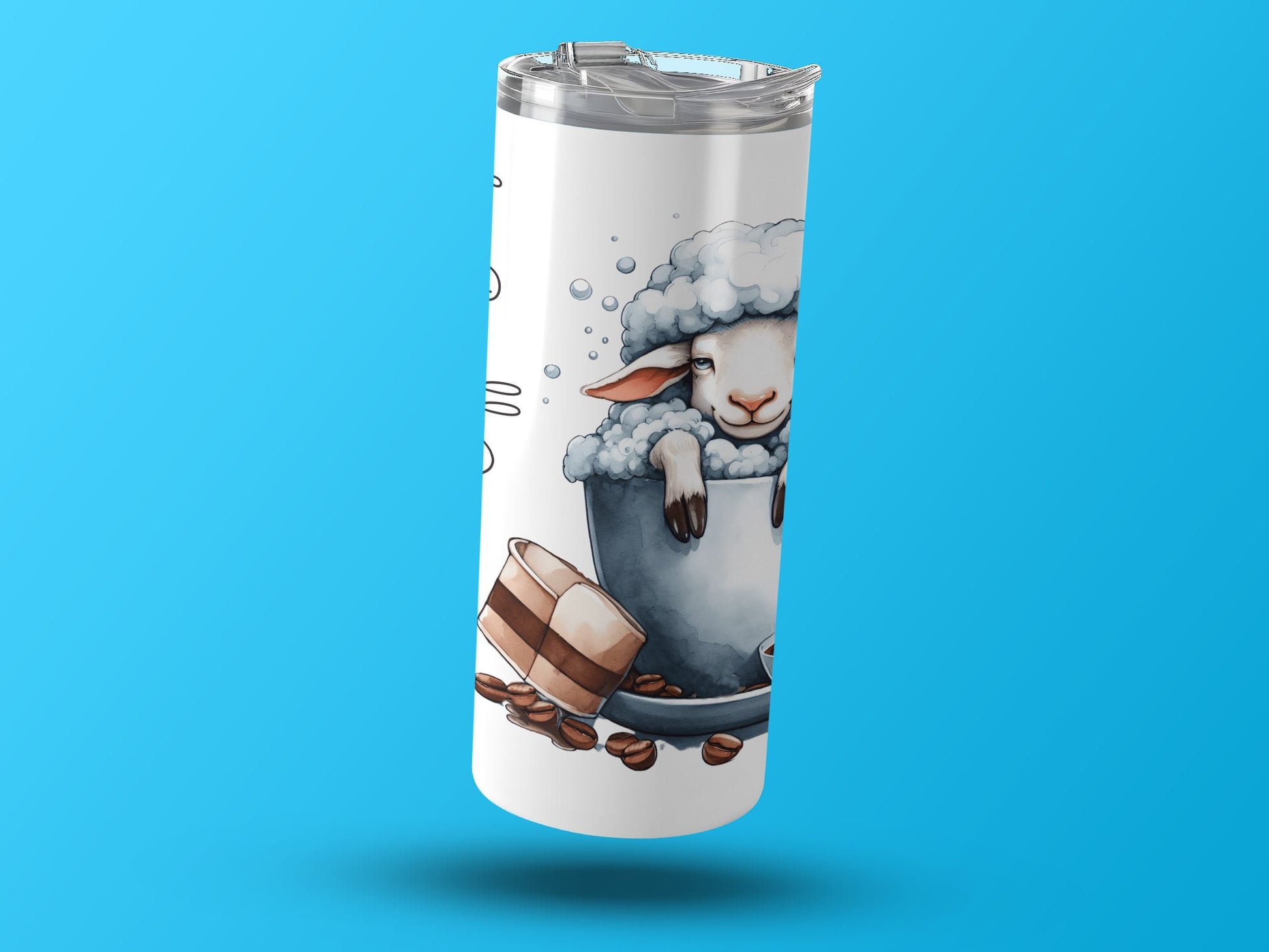 Cute Sheep with Coffee Travel Tumbler product type
