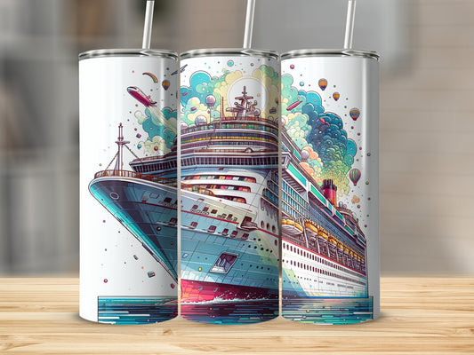 Colorful Cruise Ship Design Tumbler Travel Cup product type