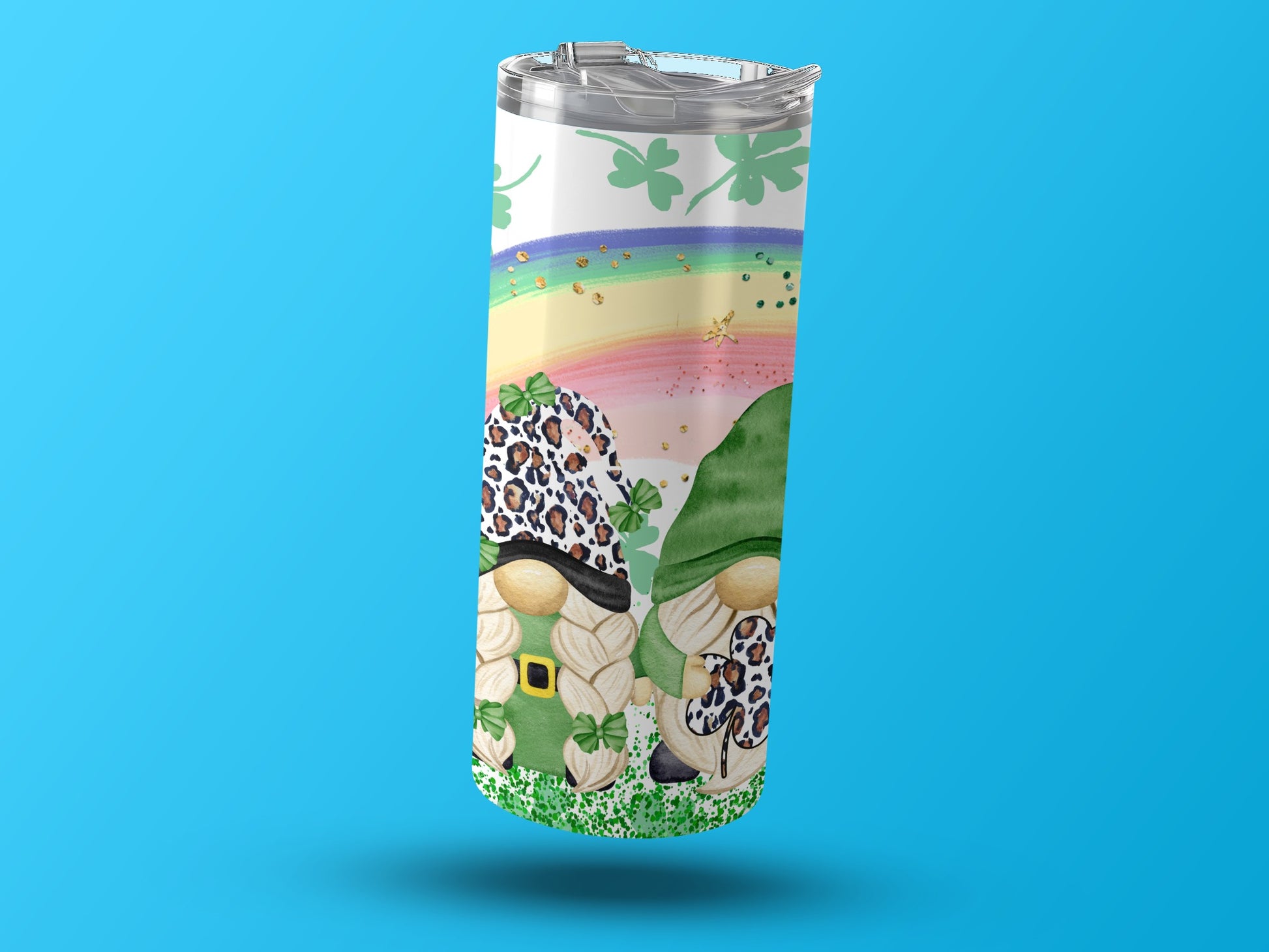 St. Patrick's Day Rainbow Gnomes Tumbler Cup