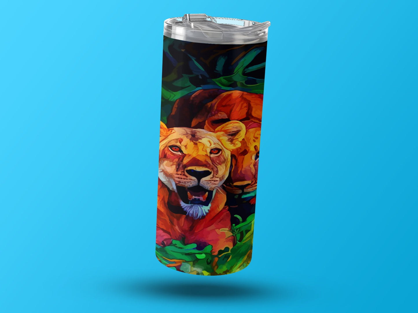 Colorful Lion and Lioness Artwork Tumbler product type