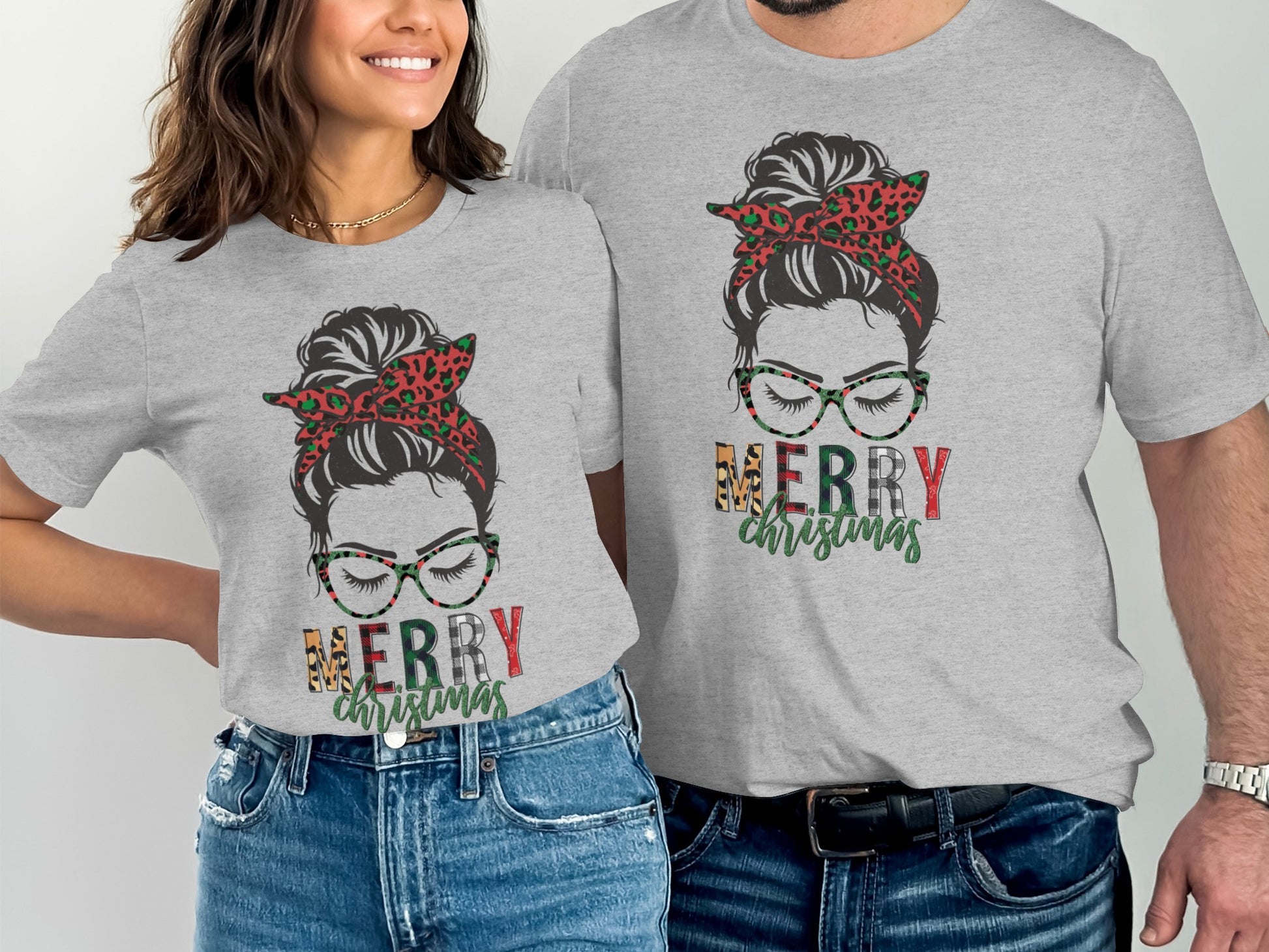 Merry Christmas Graphic Tee Matching His and Hers Shirts