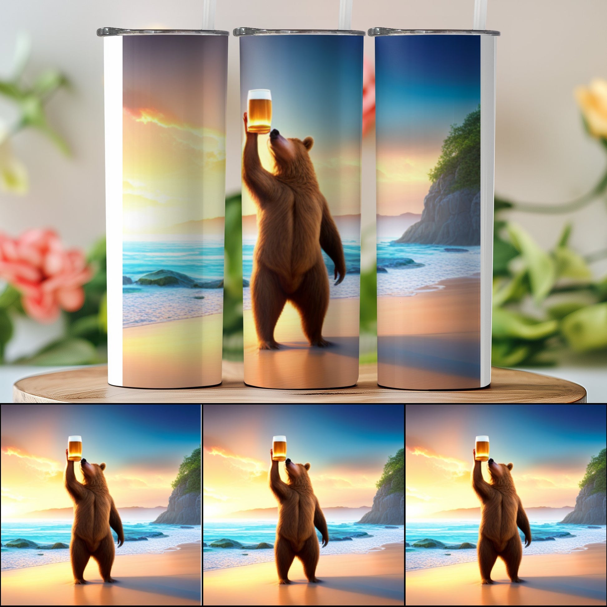 Bear Beach Sunset Artistic Tumbler product