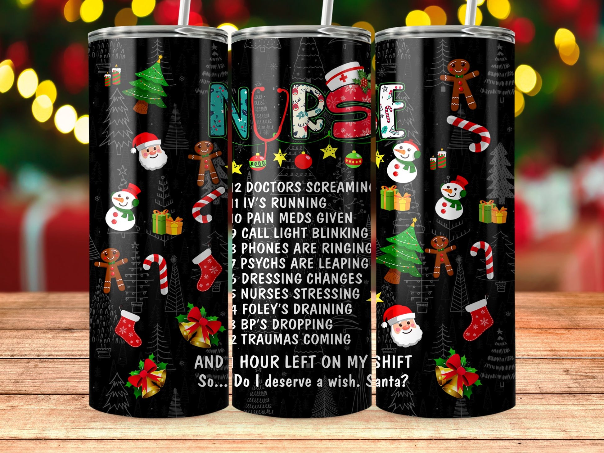 Christmas Nurse Themed Tumbler Great Holiday Product