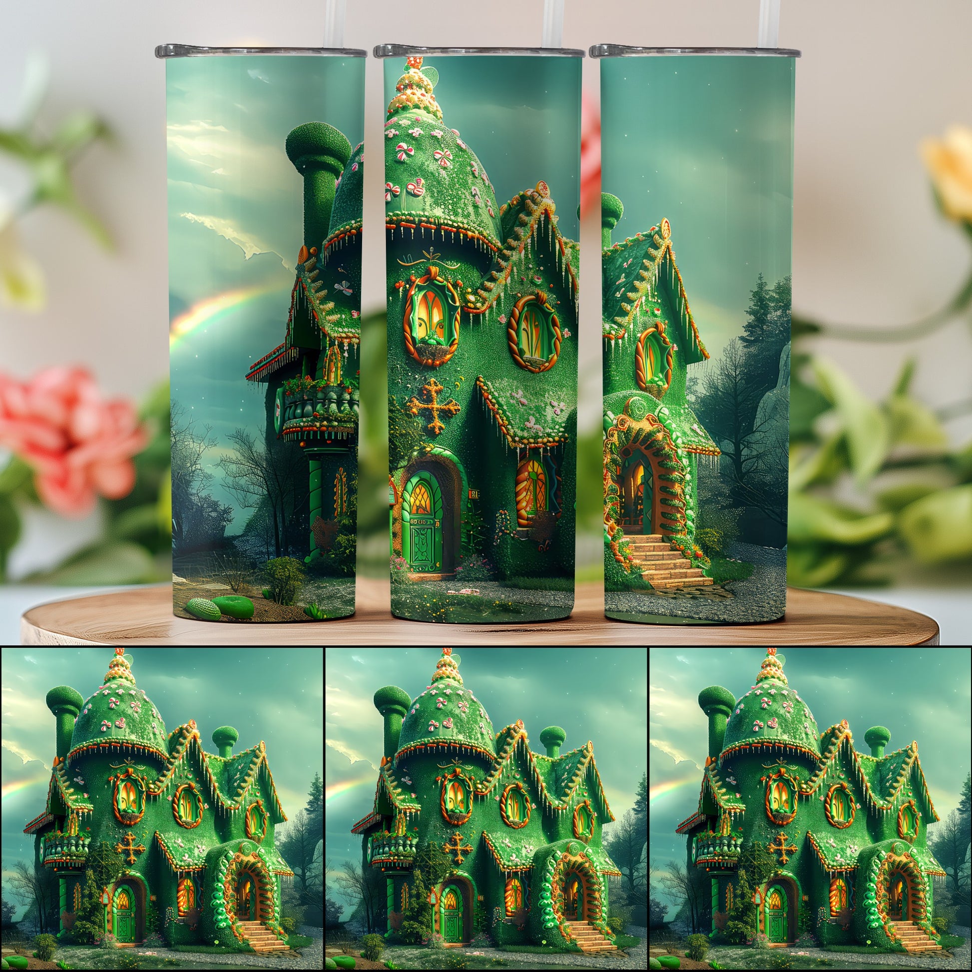 Fantasy Gingerbread House Design Tall Tumbler for Drinking