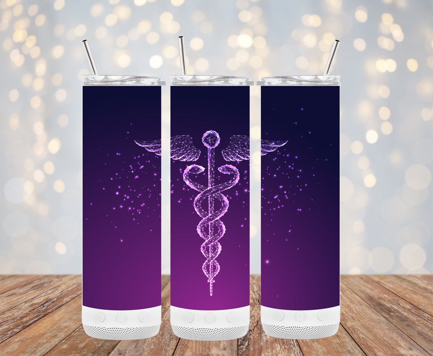 Sparkling Caduceus Design Skinny Tumbler product type