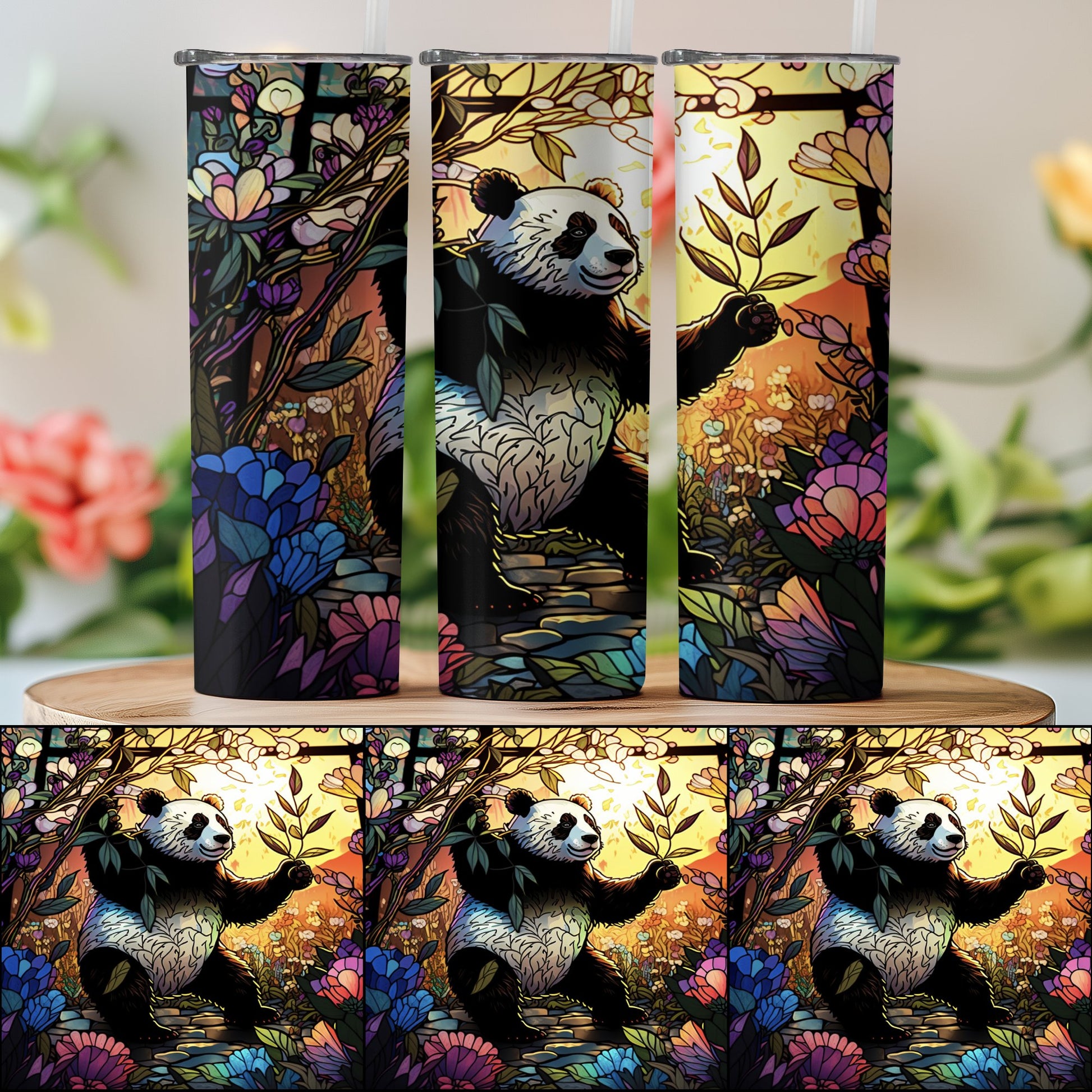 Panda in Enchanted Floral Forest Tumbler product type