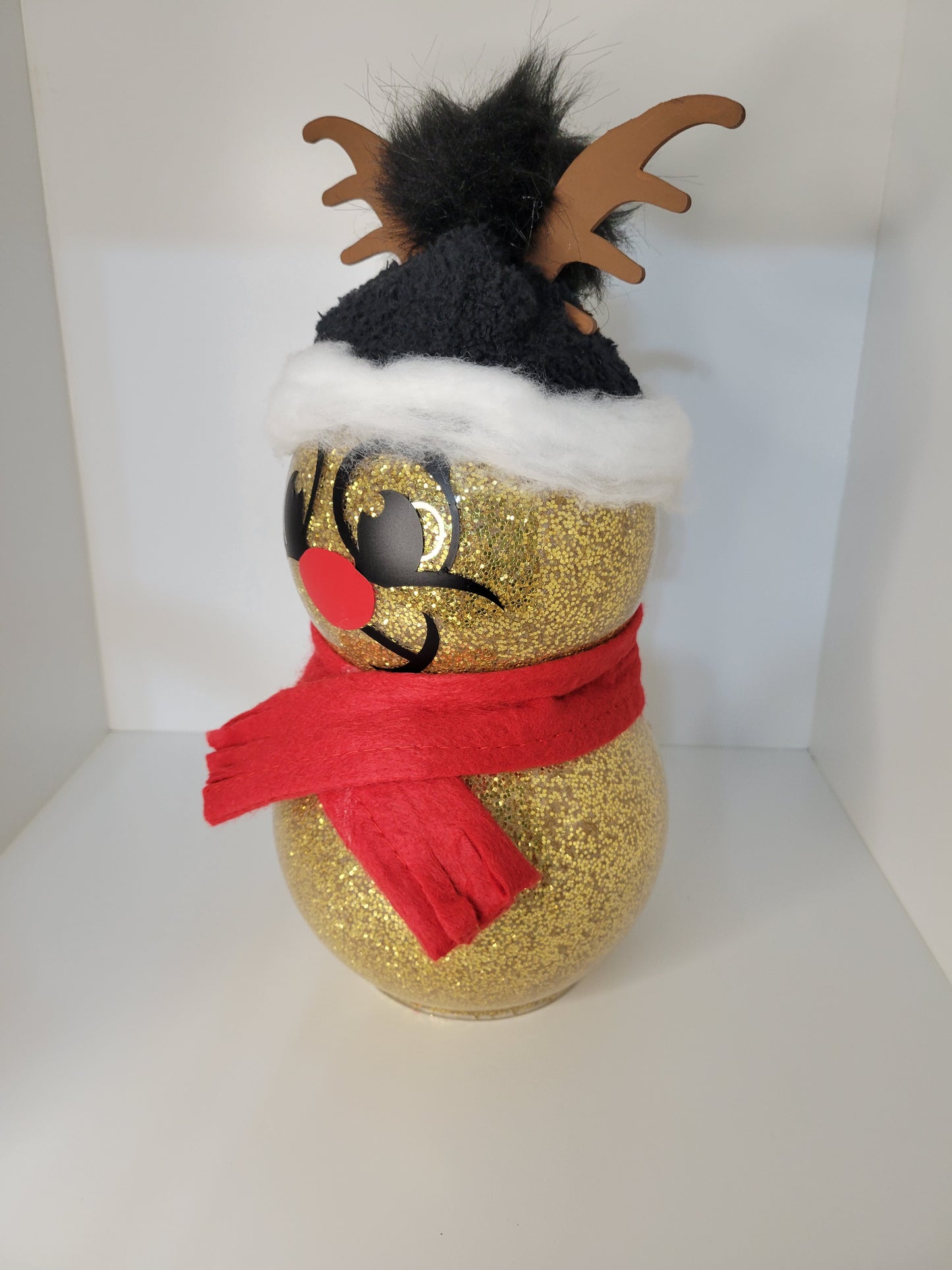 Festive Winter Gold Glitter Snowman Decoration