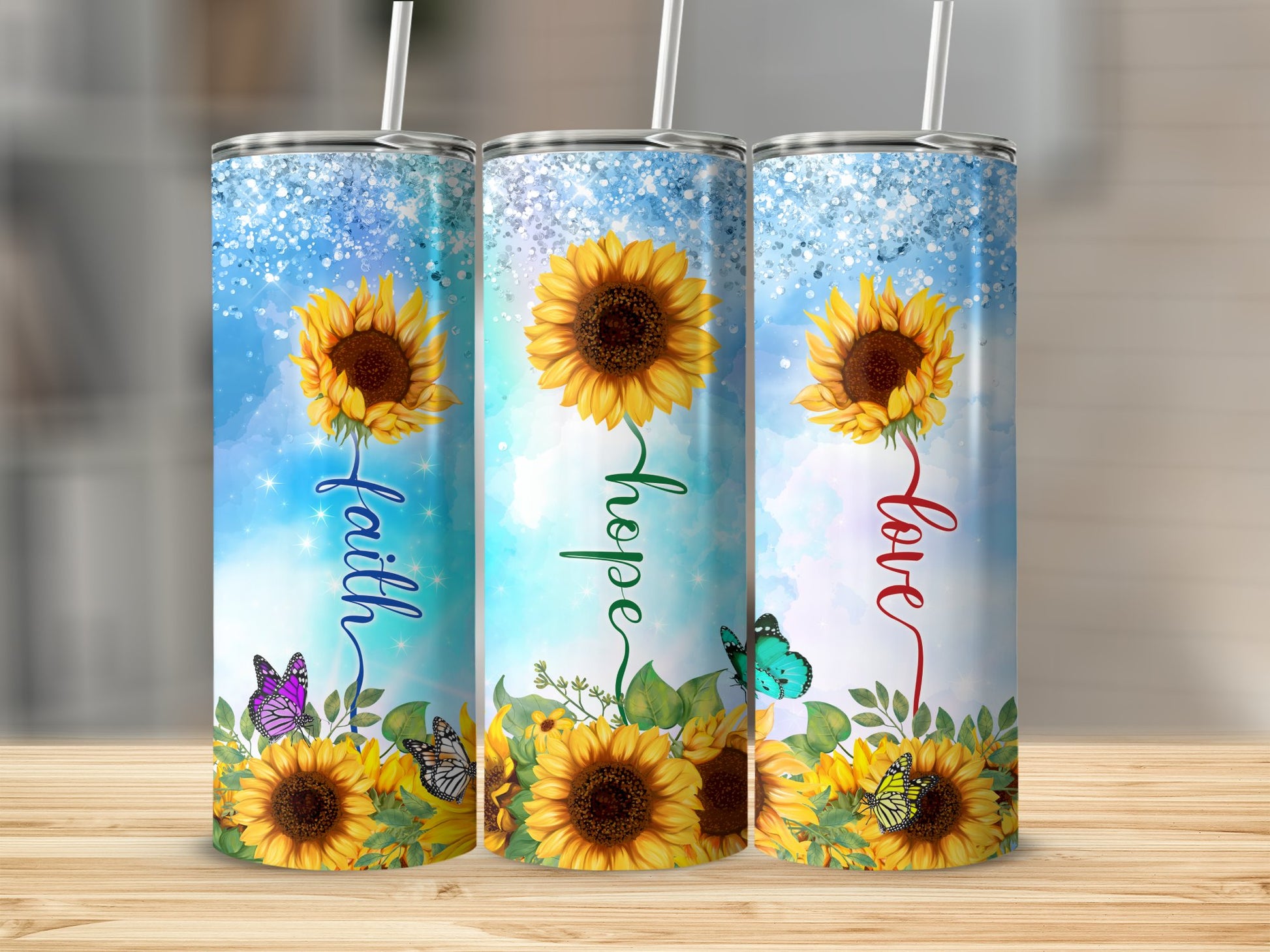 Sunflower Faith Hope Love Butterfly Art product type