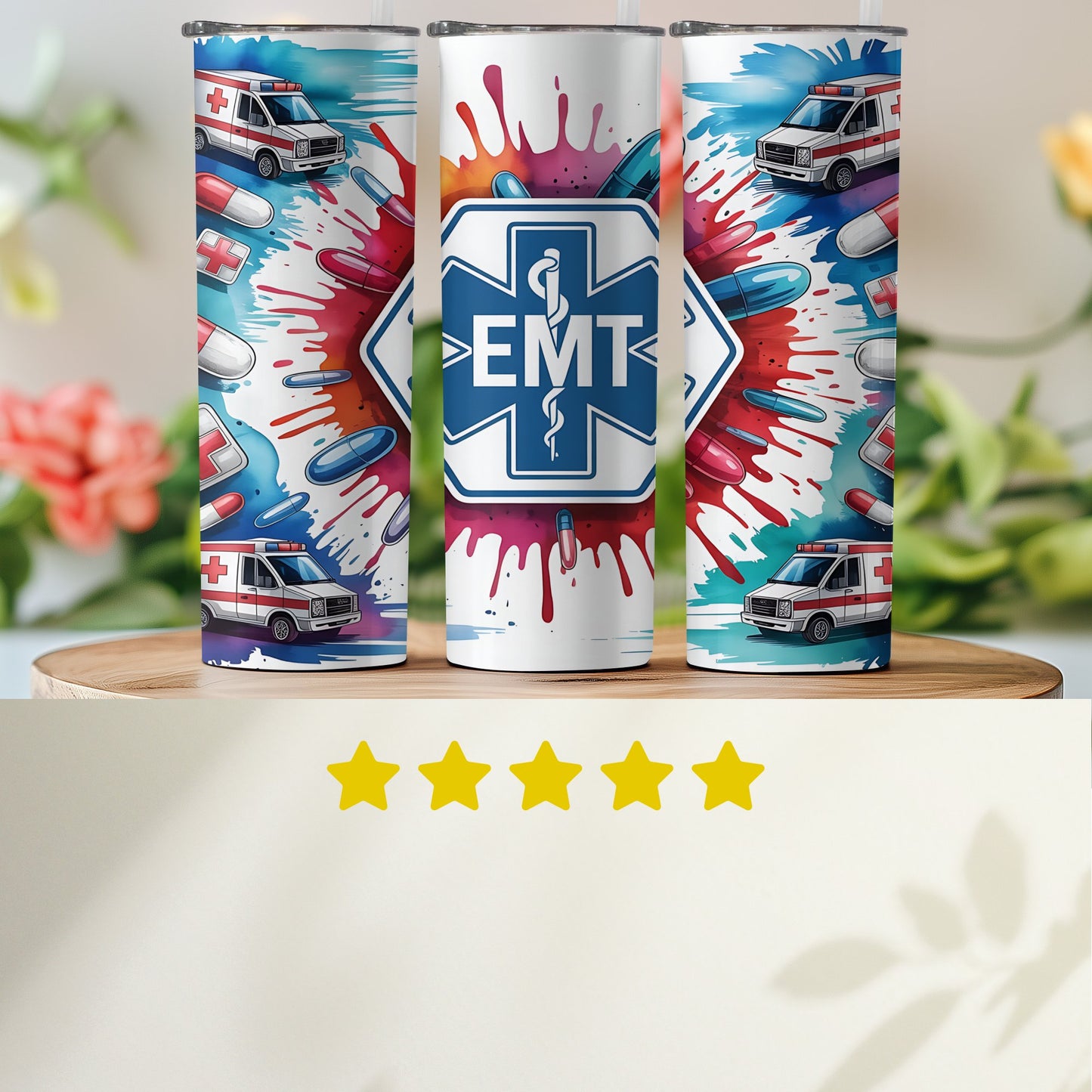 EMT Themed Tumbler Colorful Print Unique Design product