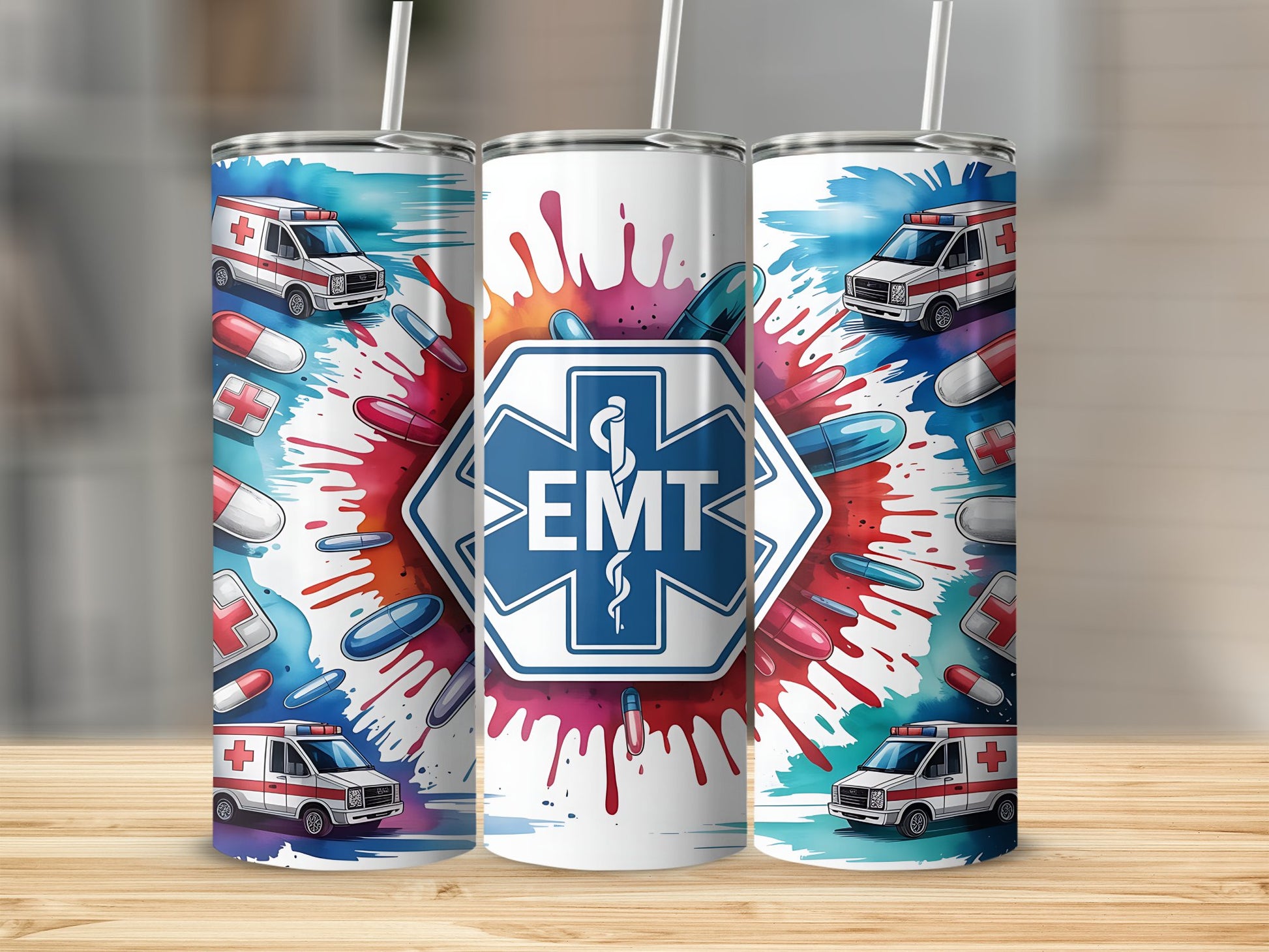 EMT Ambulance Design Customizable Tumbler product type