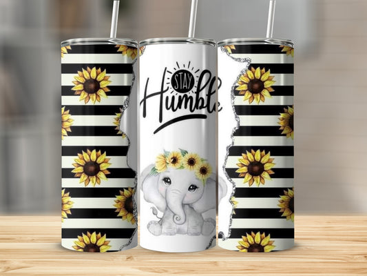 Stay Humble Sunflower Elephant Design Tumbler product