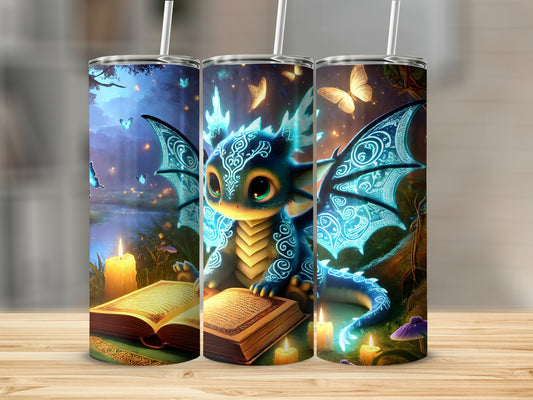 Cute Fantasy Dragon with Book Tumbler product