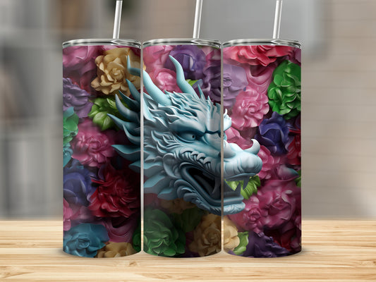 Vivid Floral Dragon Tumbler with Straw 20 oz product type
