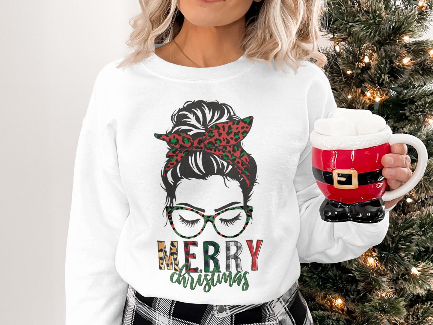 Merry Christmas Glasses Girl Holiday Top