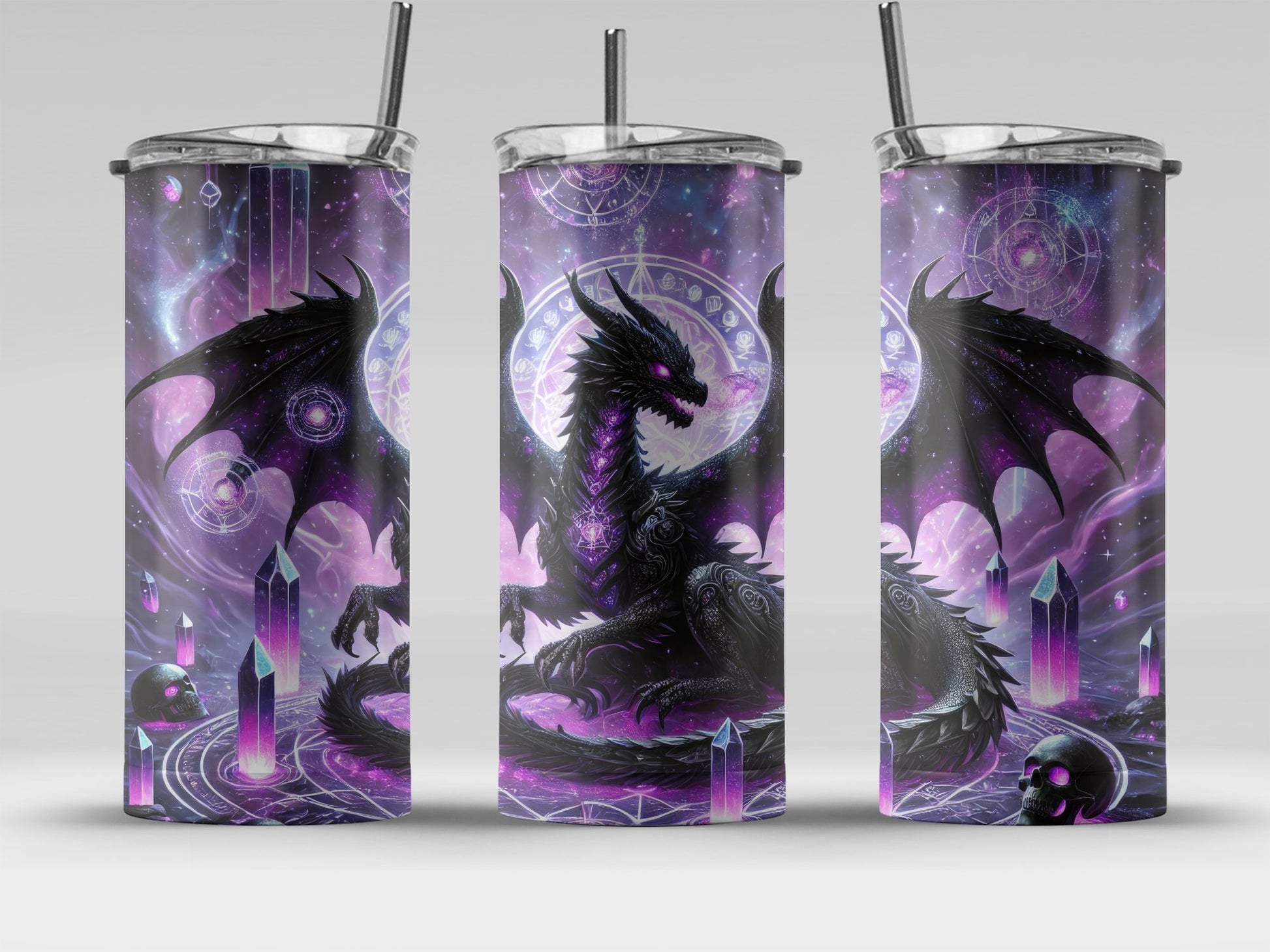 Elegant Black Dragon with Purple Background product