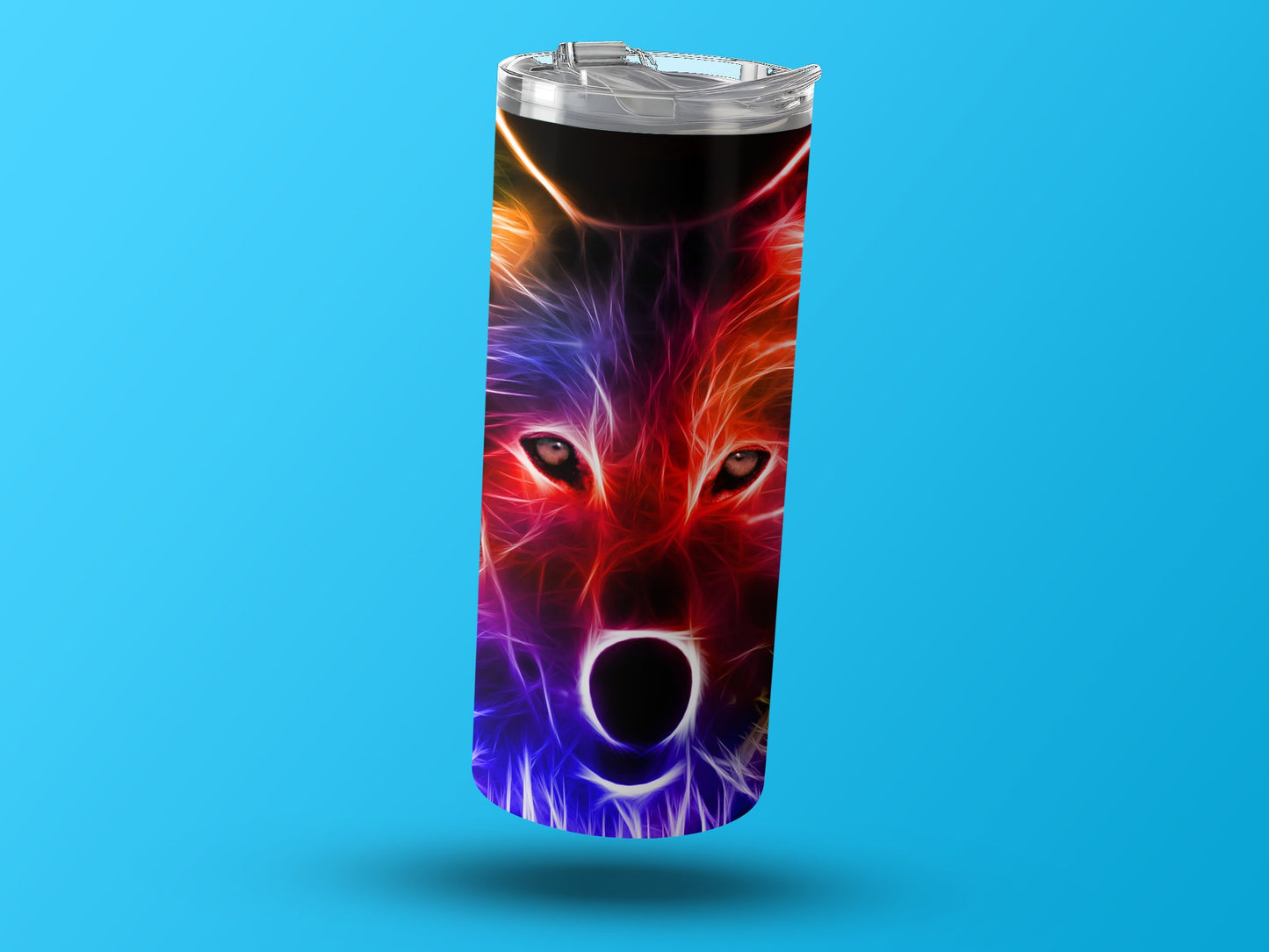 Neon Wolf Art on Tall Insulated Travel Mug Product