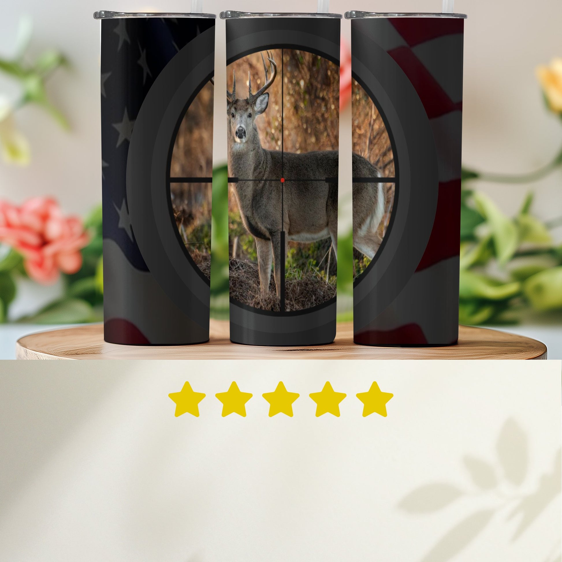 Deer Hunting Tumbler with American Flag Design product