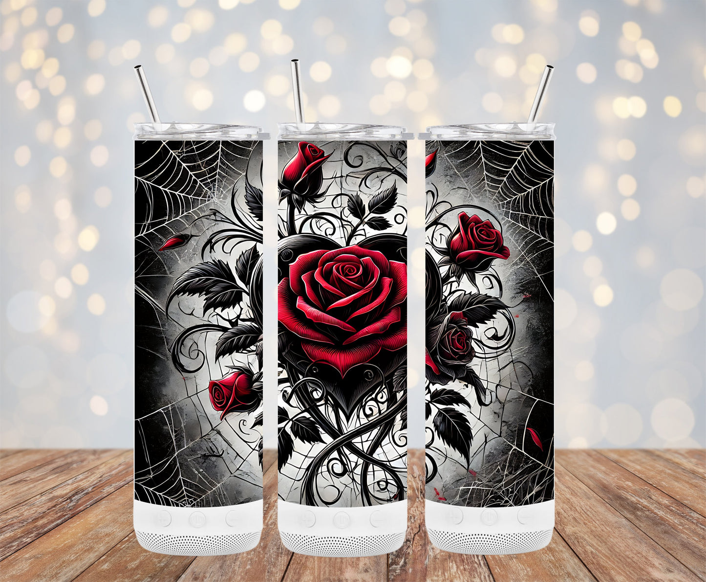 Gothic Red Rose and Spider Web Theme Tumbler product