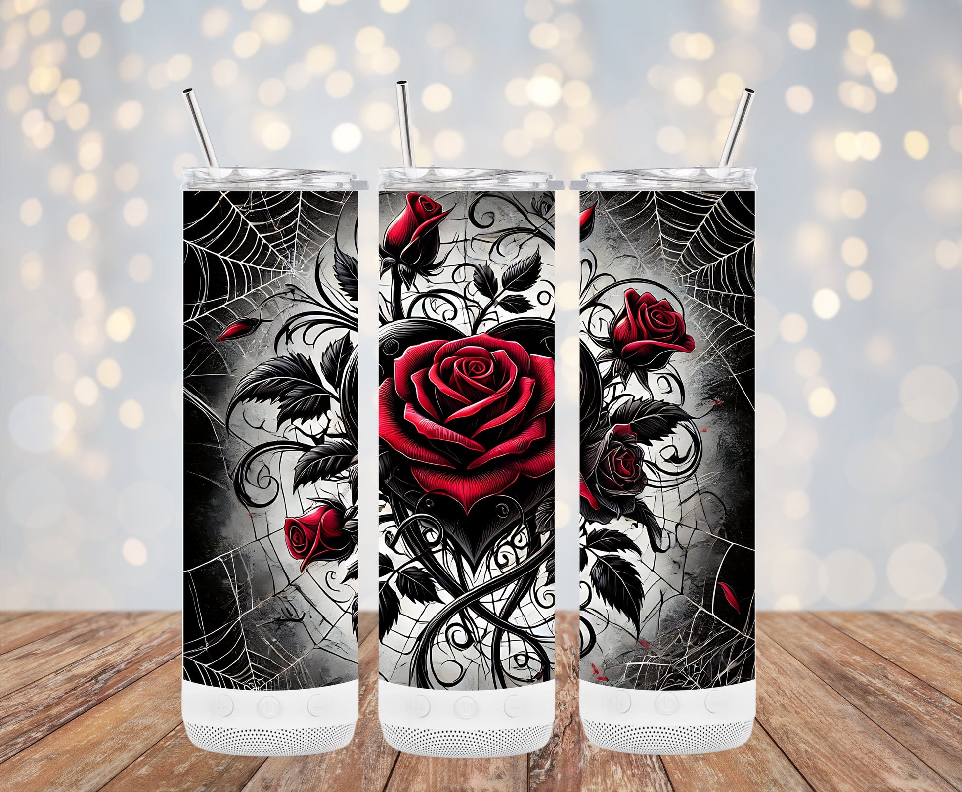 Gothic Red Rose and Spider Web Theme Tumbler product