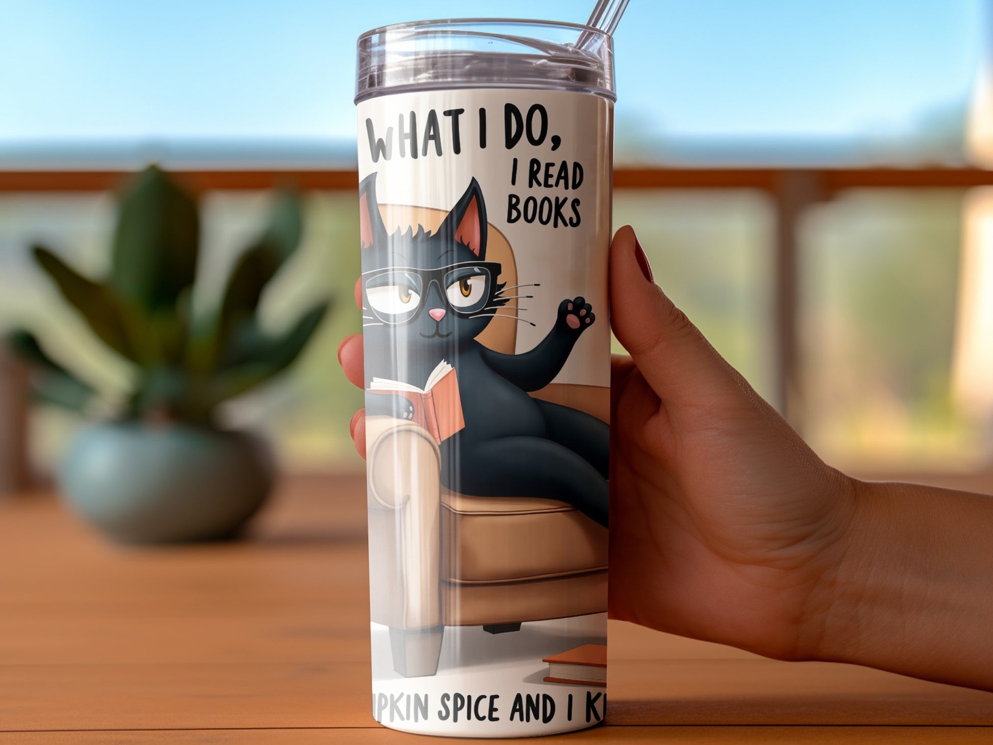What I Do I Read Books Black Cat Tumbler