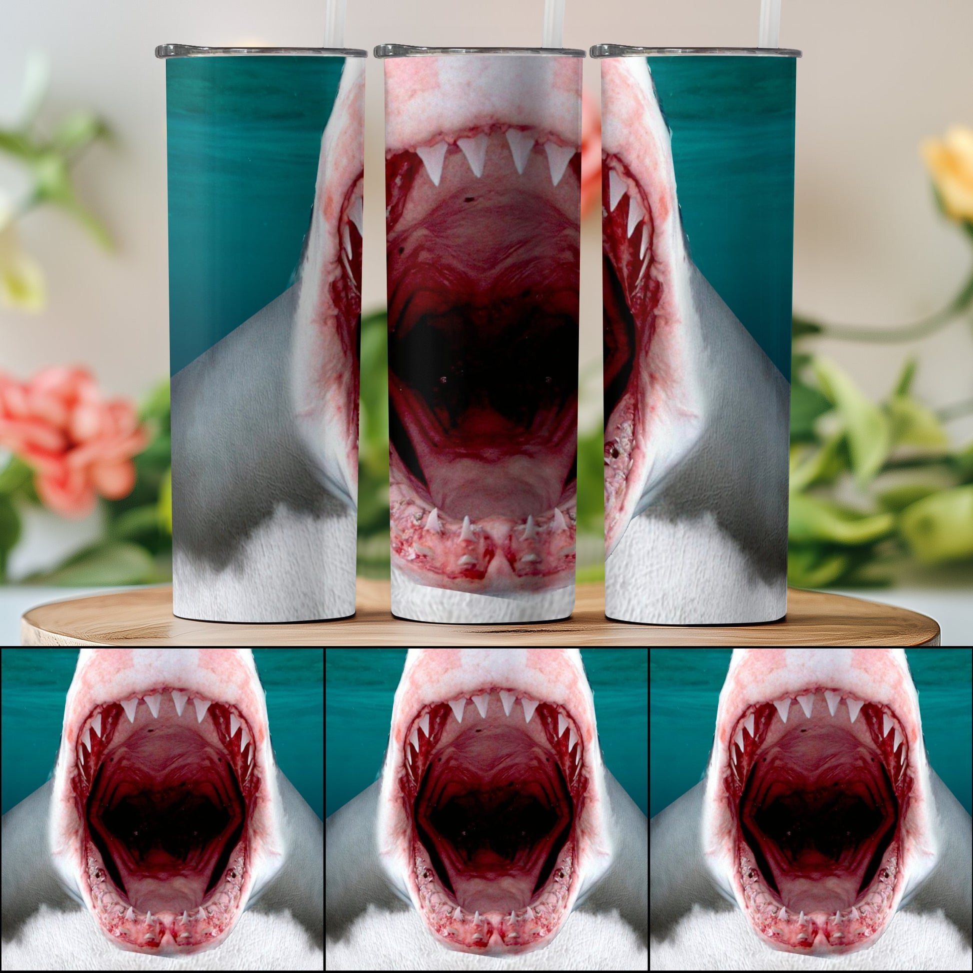 Realistic Shark Mouth Design Tumbler Unique product type