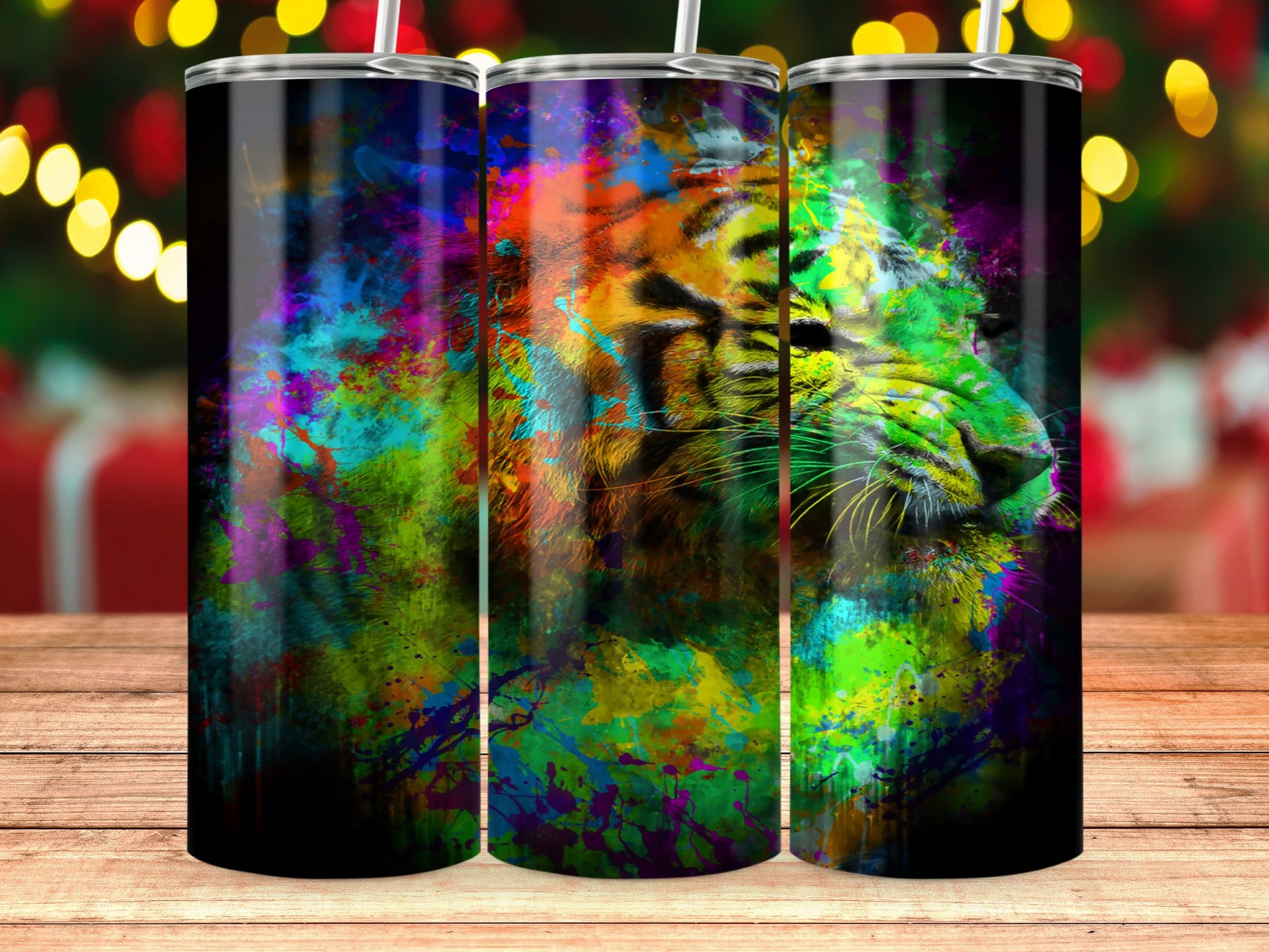 Vibrant Colorful Tiger Design Tumbler product
