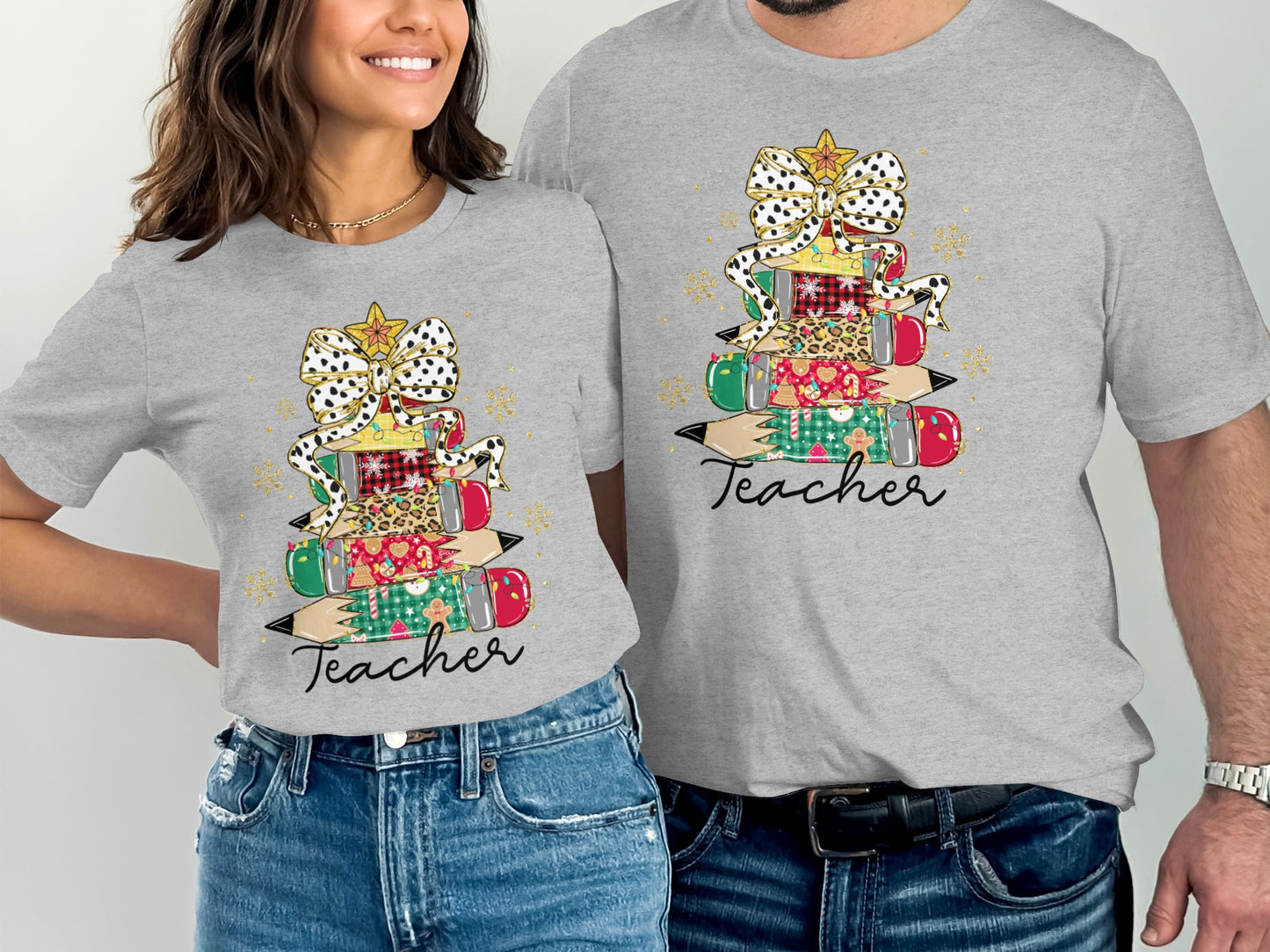 Colorful Christmas Tree Teacher Graphic T-shirt