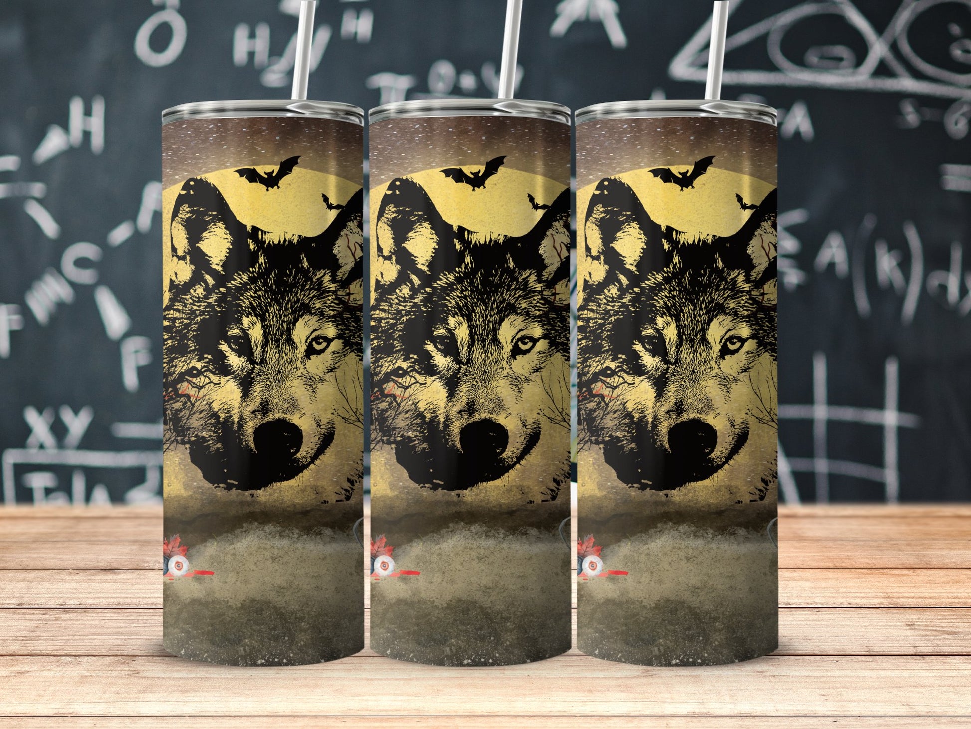 Wolf Design Tumbler with Straw For Drinkware product