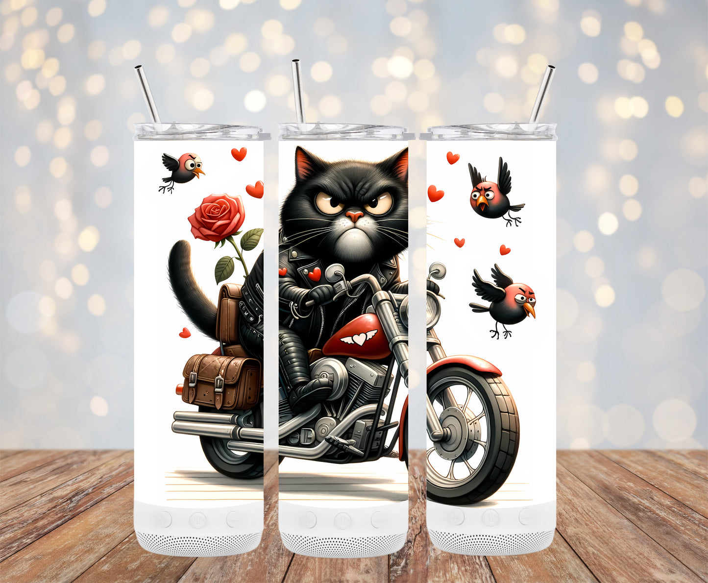 Cranky Cat Cool Rider (Valentine Tumbler)