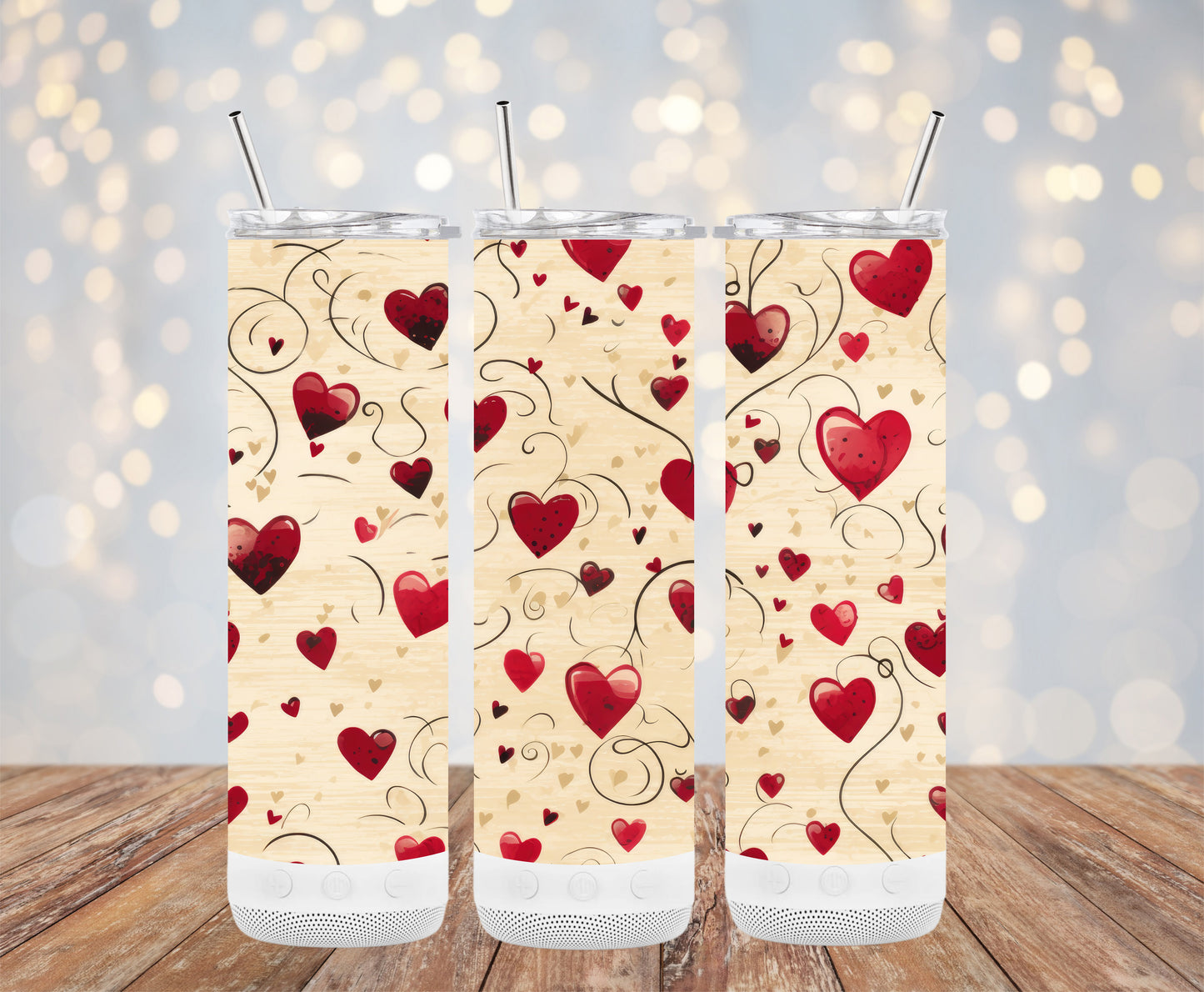 Red Beige Country Hearts (Valentine Tumbler)