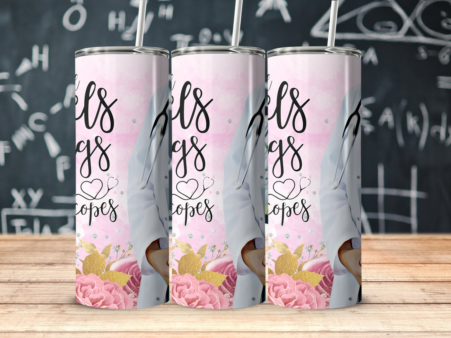 Love Stethoscopes Floral Tumbler Cup Custom product