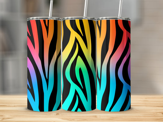 Colorful Rainbow Zebra Stripe Tumbler Design product